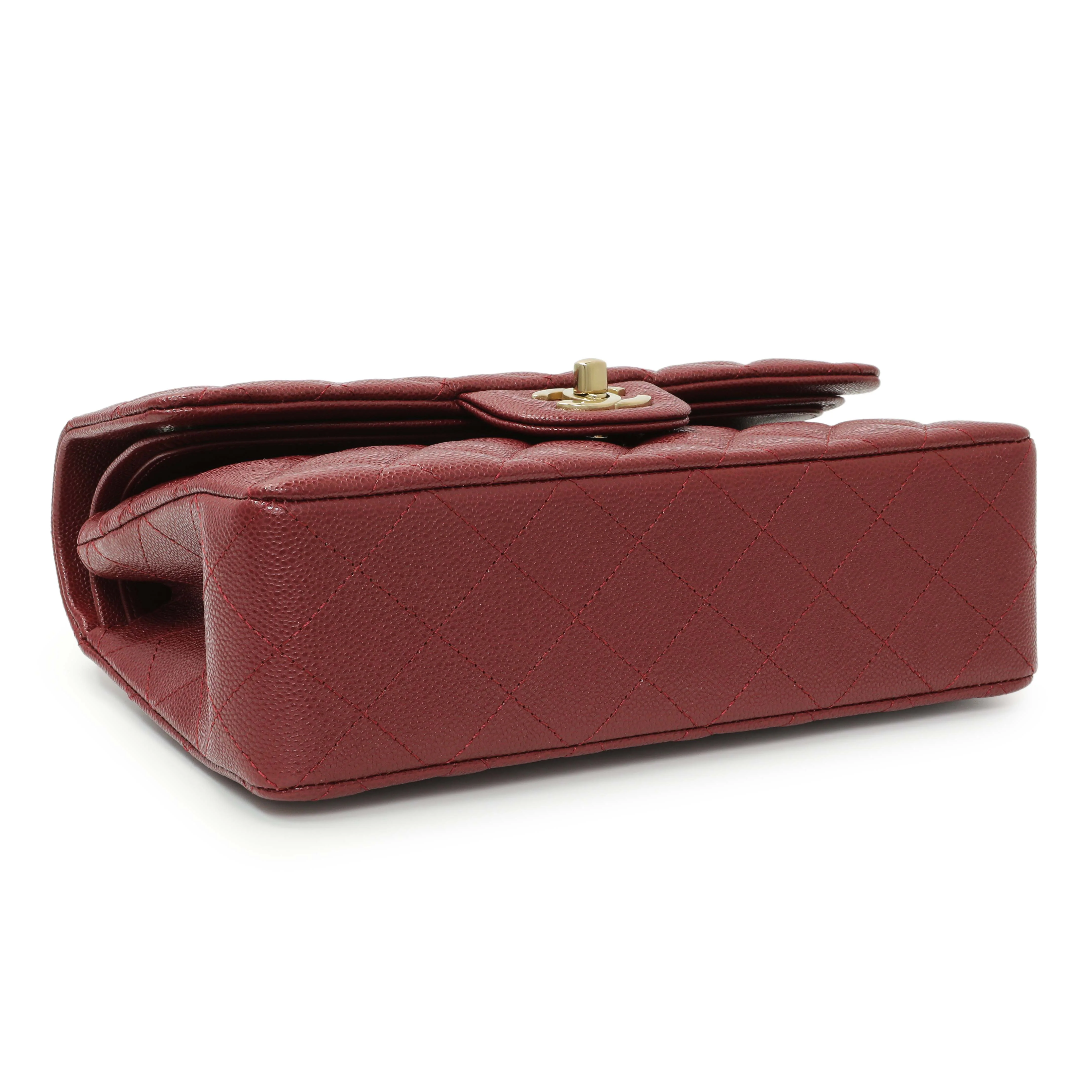 Chanel Burgundy Quilted Caviar Small Classic Double Flap - Image 4