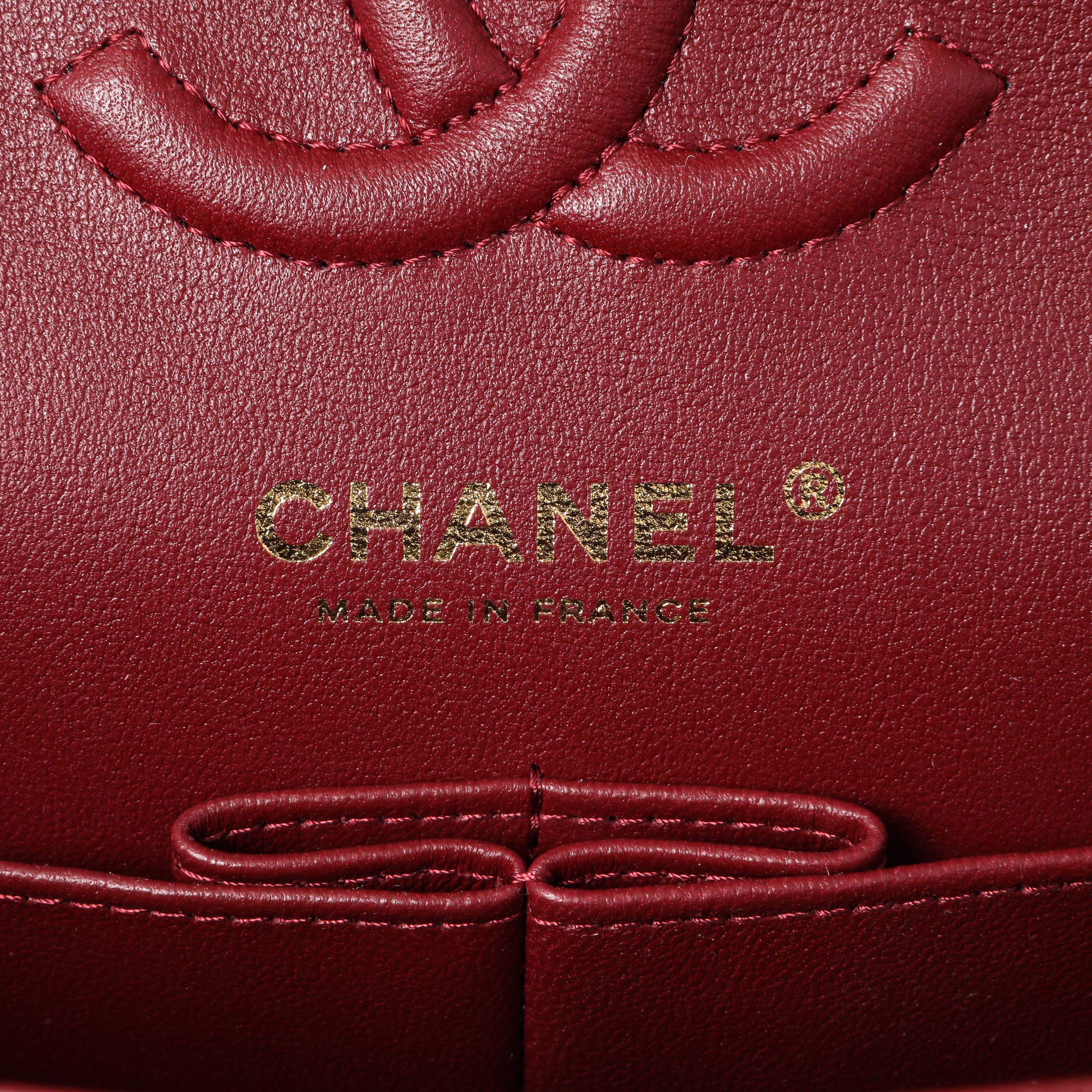Chanel Burgundy Quilted Caviar Small Classic Double Flap - Image 5