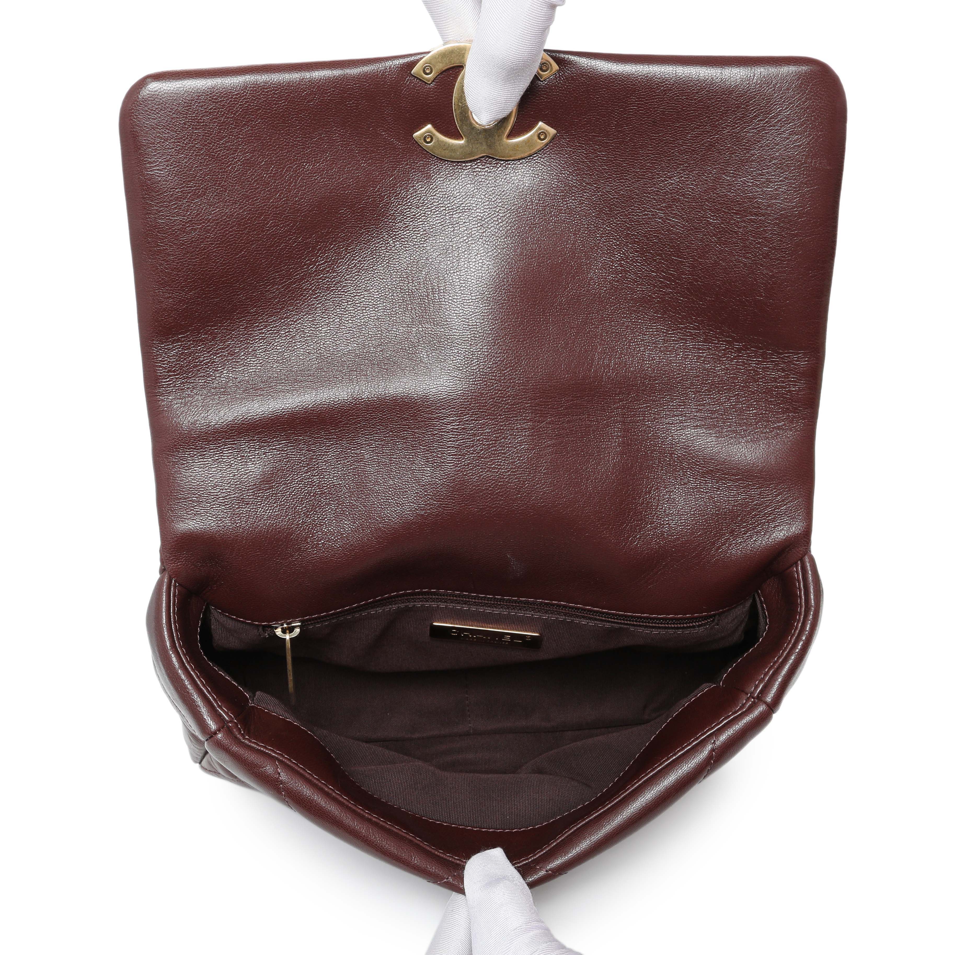 Chanel Burgundy Quilted Goatskin Medium Chanel 19 Flap - Image 5