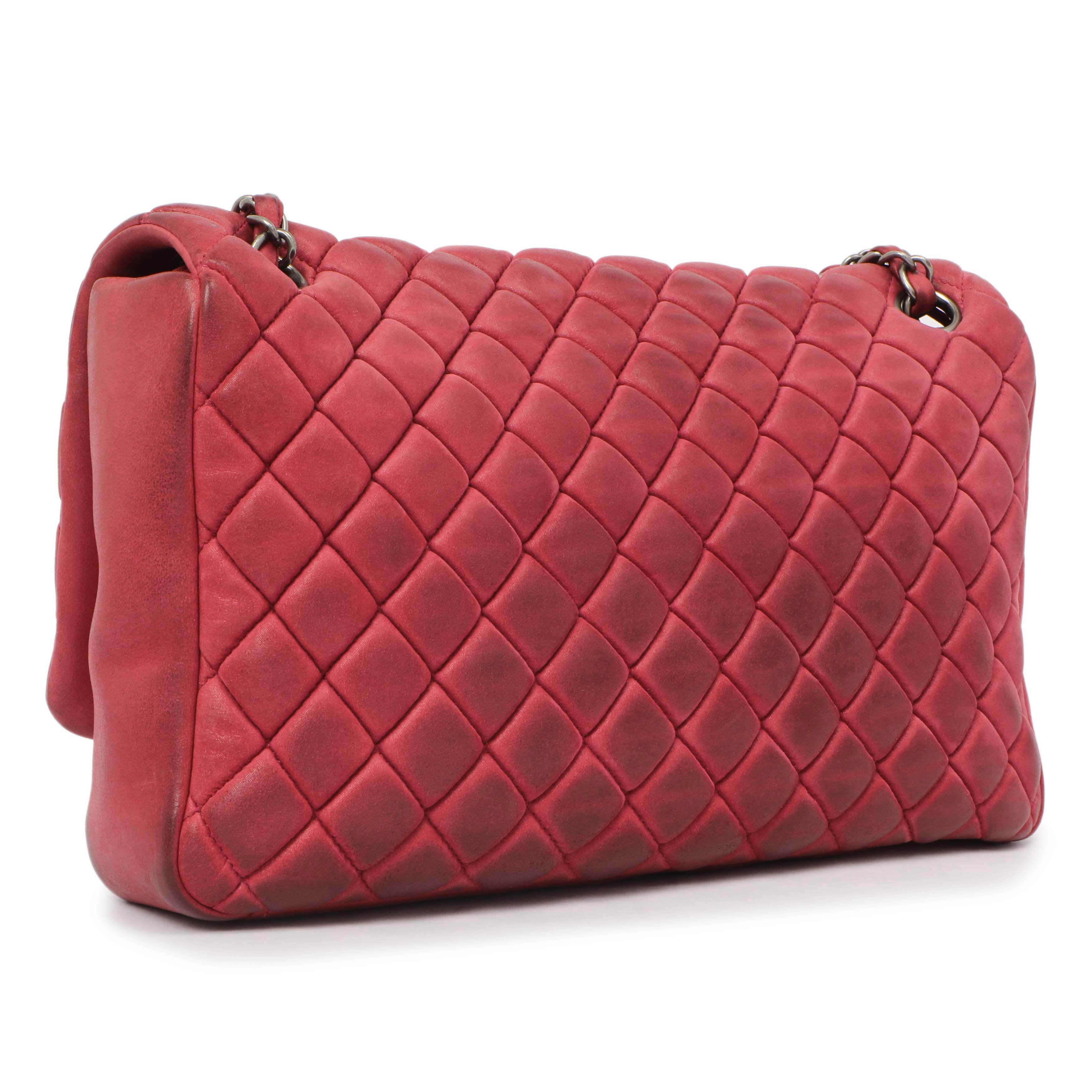 Chanel Burgundy Quilted Iridescent Calfskin Large New Bubble Flap - Image 3