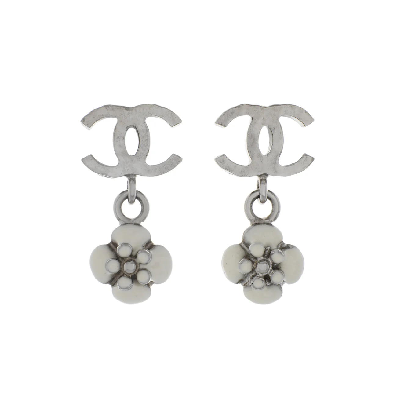 Chanel CC Camellia Drop Earrings