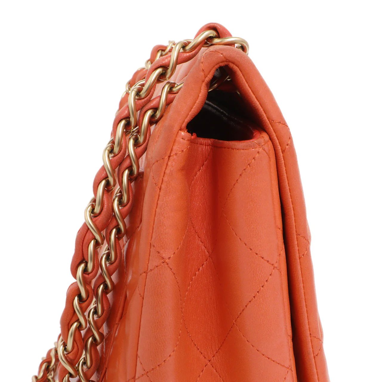 Chanel Coral Quilted Lambskin Maxi Classic Single Flap - Image 13