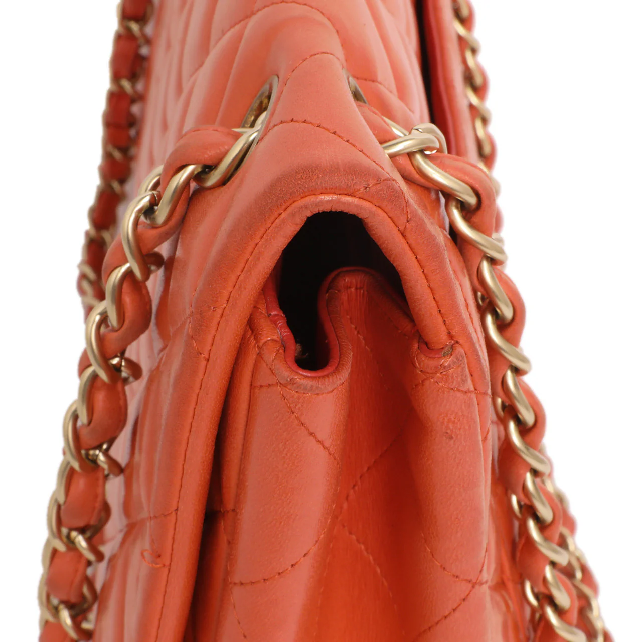 Chanel Coral Quilted Lambskin Maxi Classic Single Flap - Image 14