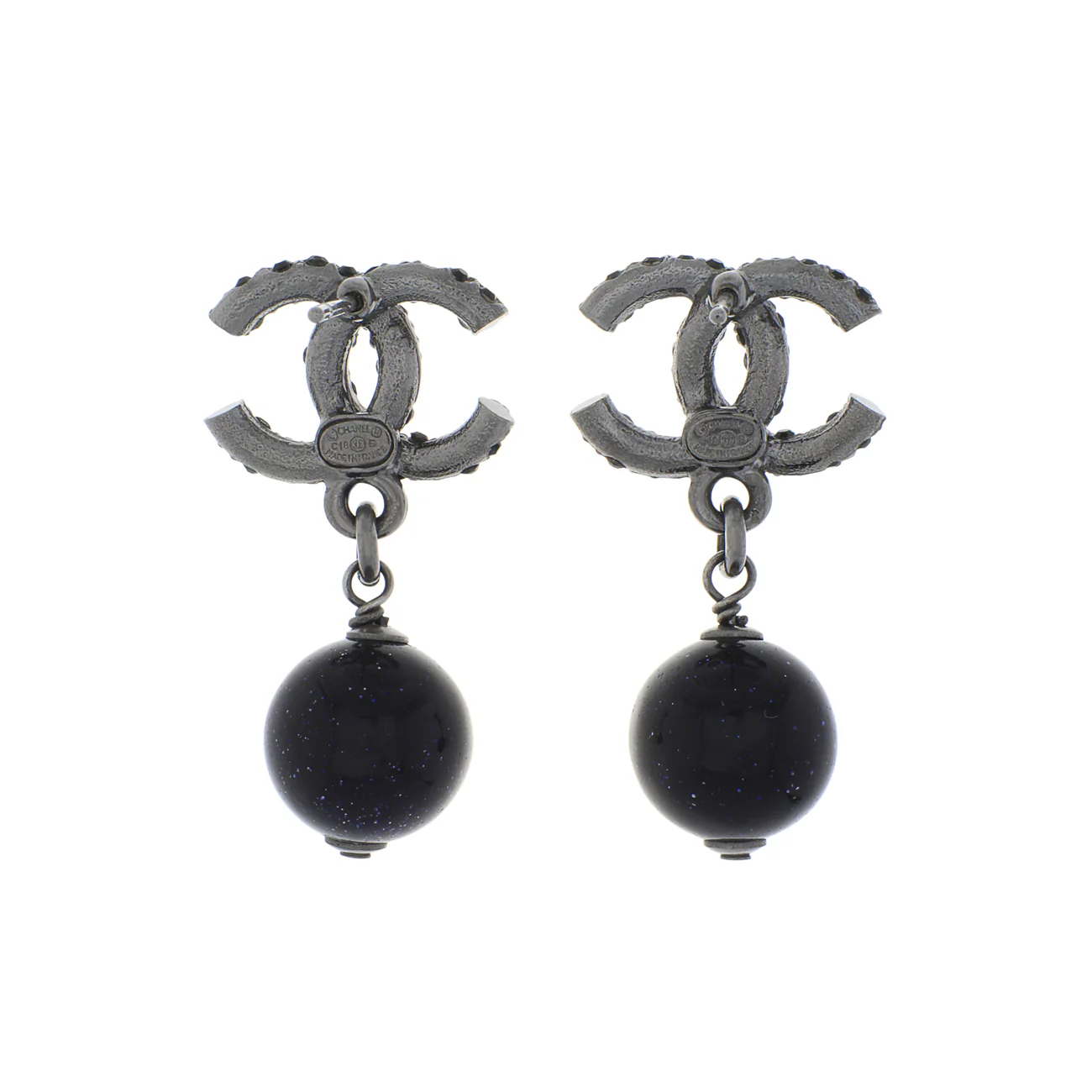 Chanel Crystal CC Bead Drop Earrings - Image 2