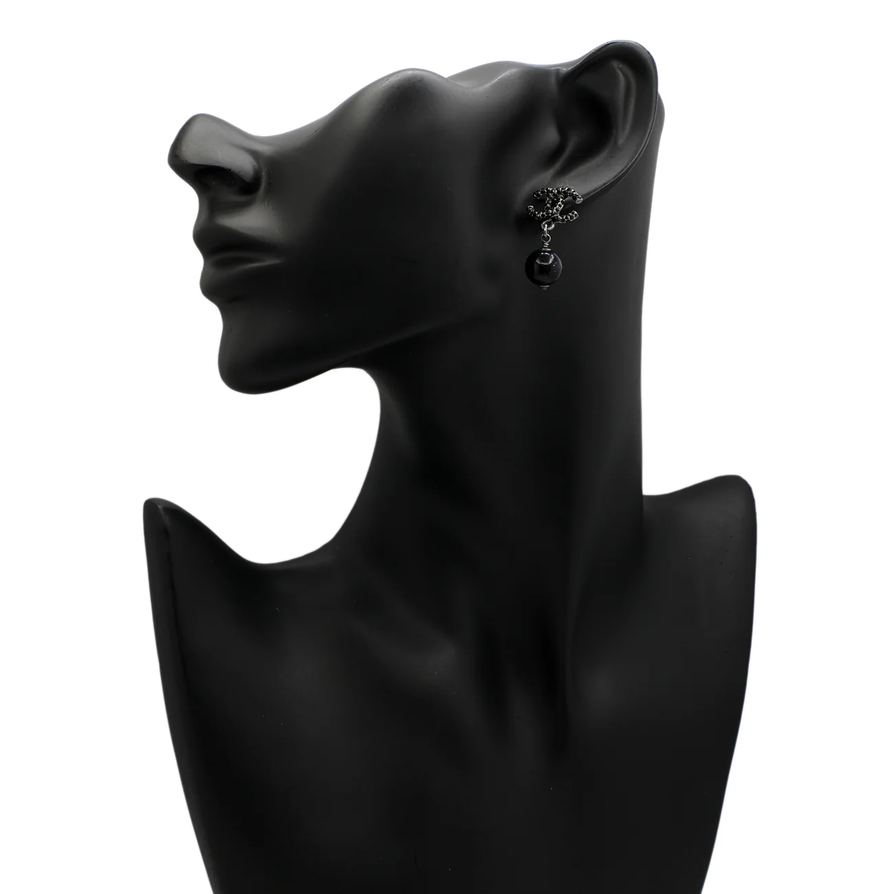 Chanel Crystal CC Bead Drop Earrings - Image 3