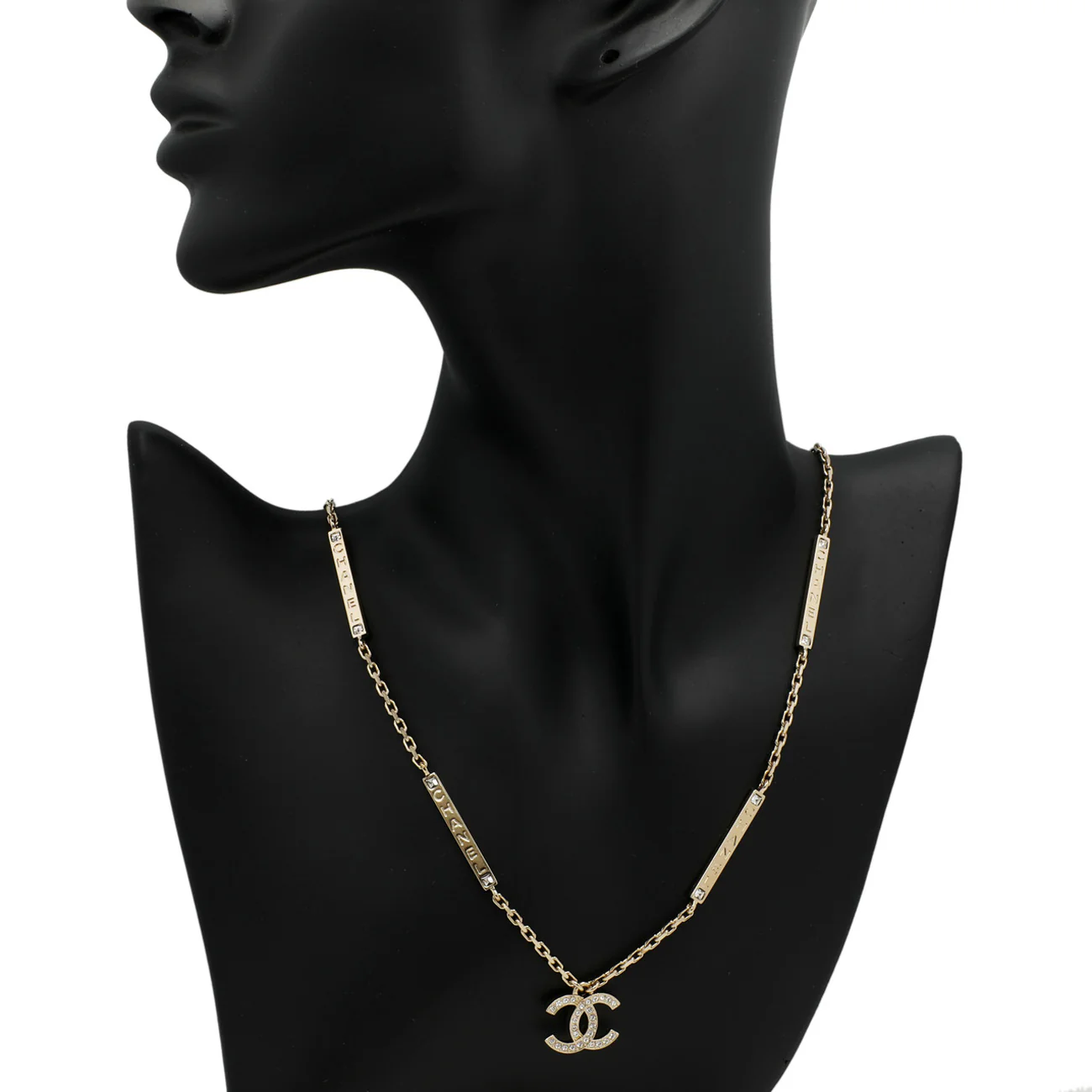 Chanel Crystal CC Pendant Necklace - Image 4