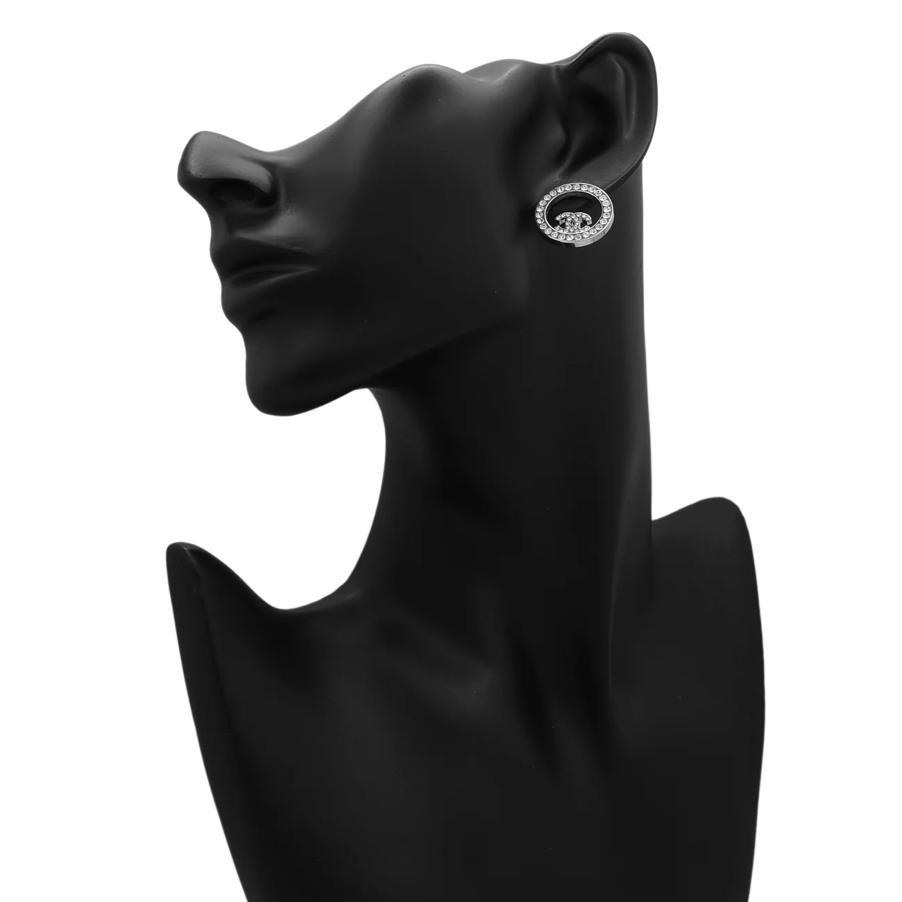 Chanel Crystal CC Round Earrings - Image 3