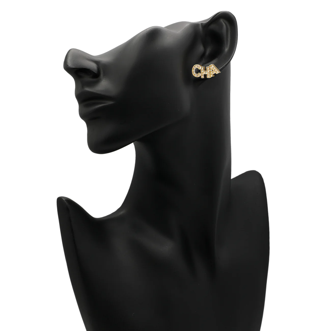 Chanel Crystal Cha-Nel Earrings - Image 4