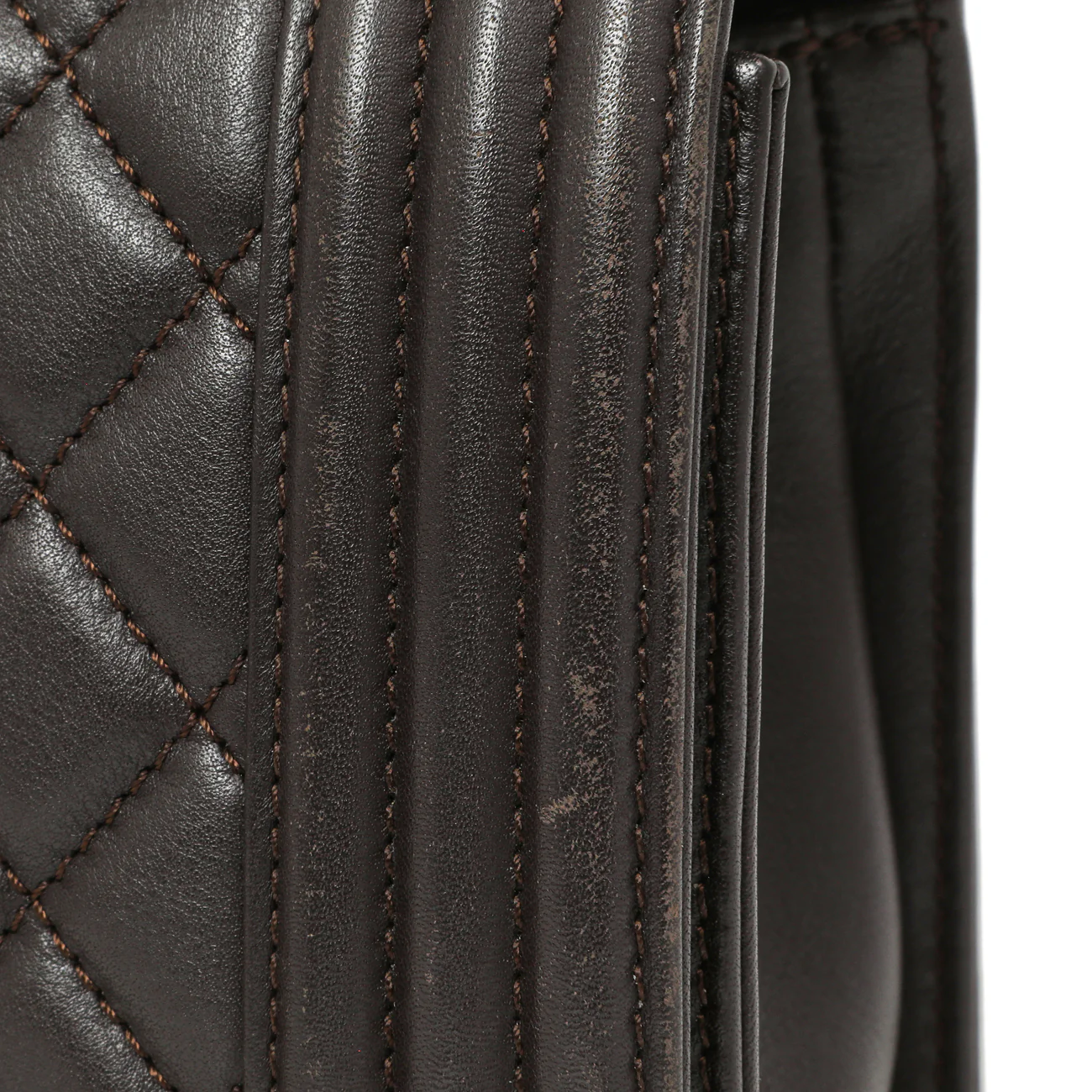 Chanel Dark Brown Quilted Calfskin Medium Boy Bag - Image 13