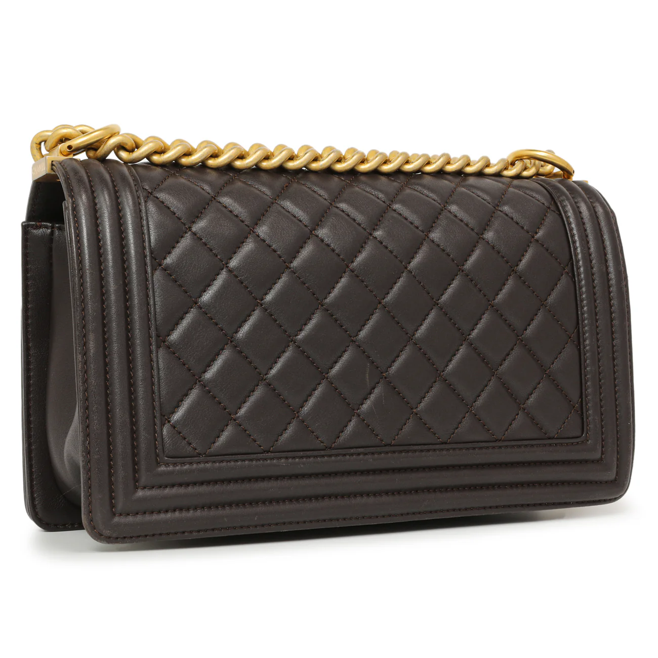 Chanel Dark Brown Quilted Calfskin Medium Boy Bag - Image 3