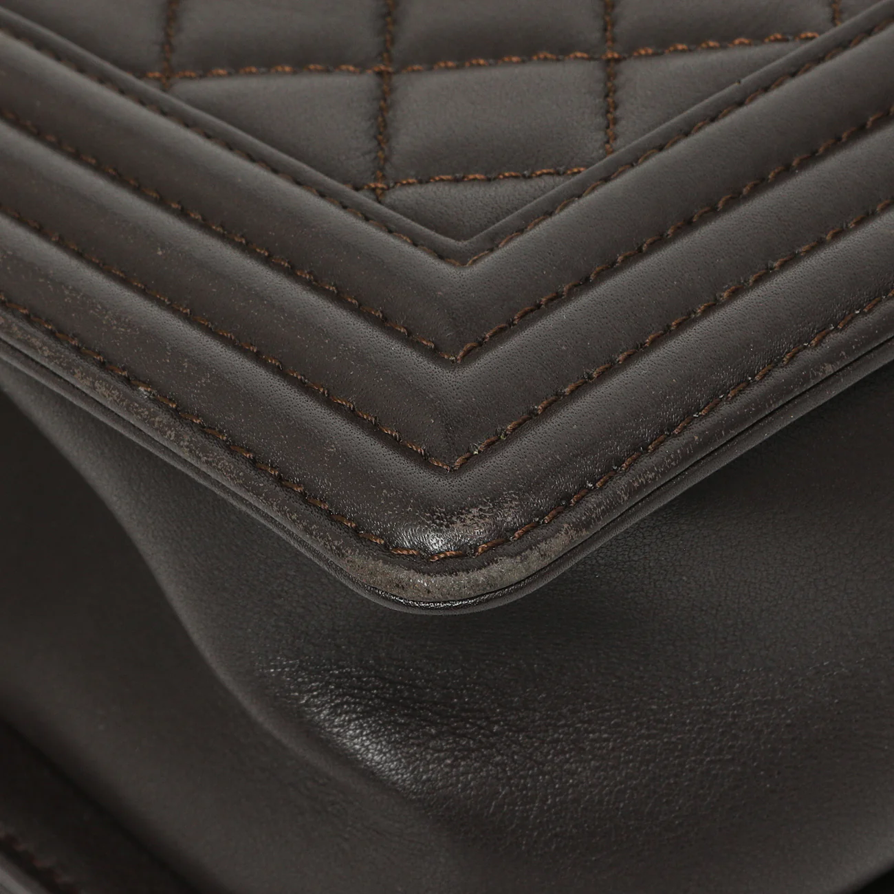 Chanel Dark Brown Quilted Calfskin Medium Boy Bag - Image 7