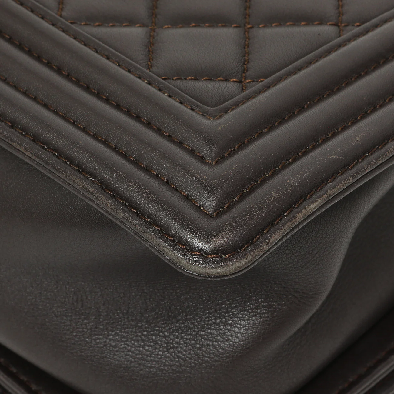 Chanel Dark Brown Quilted Calfskin Medium Boy Bag - Image 8