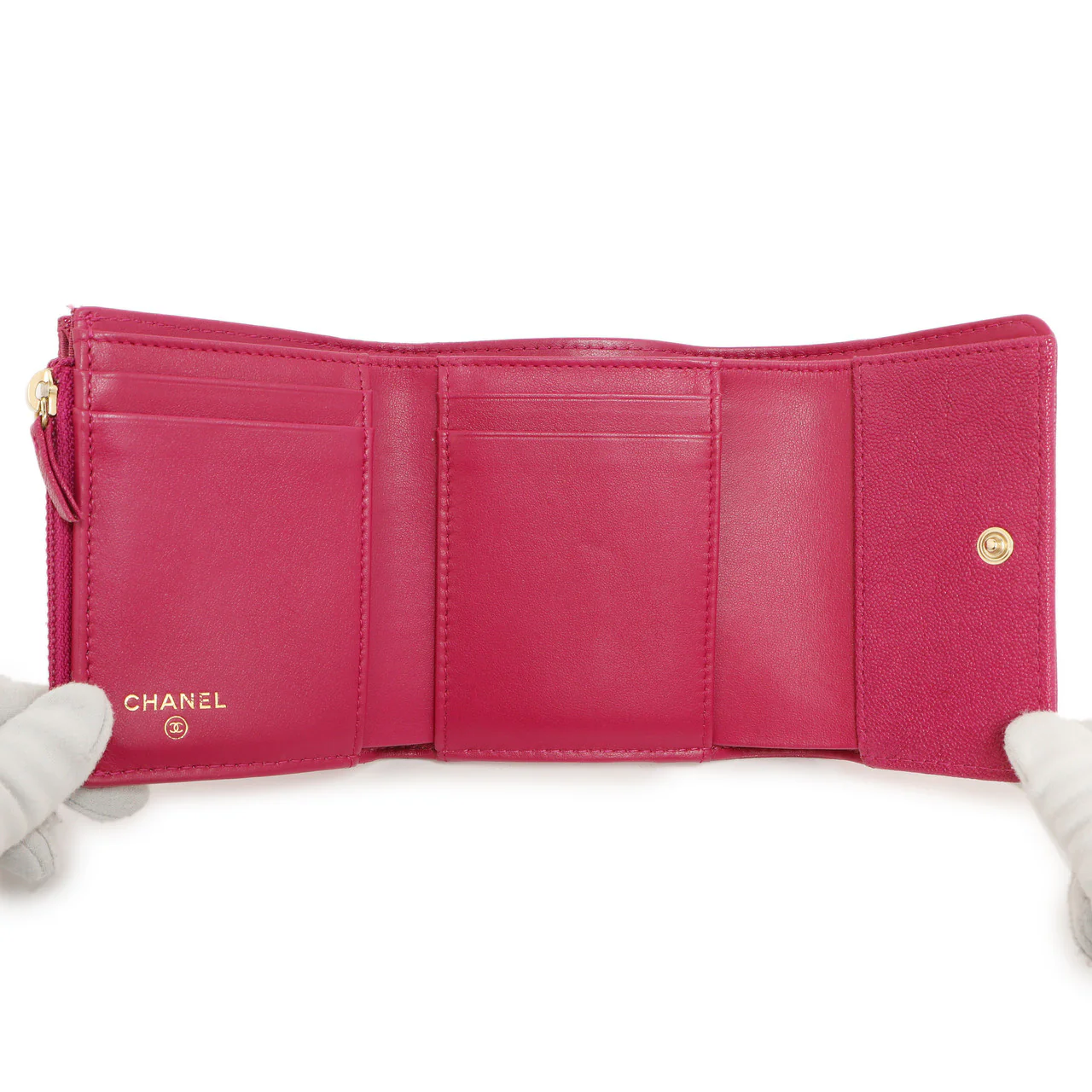 Chanel Fuchsia Quilted Caviar Boy Compact Wallet - Image 14