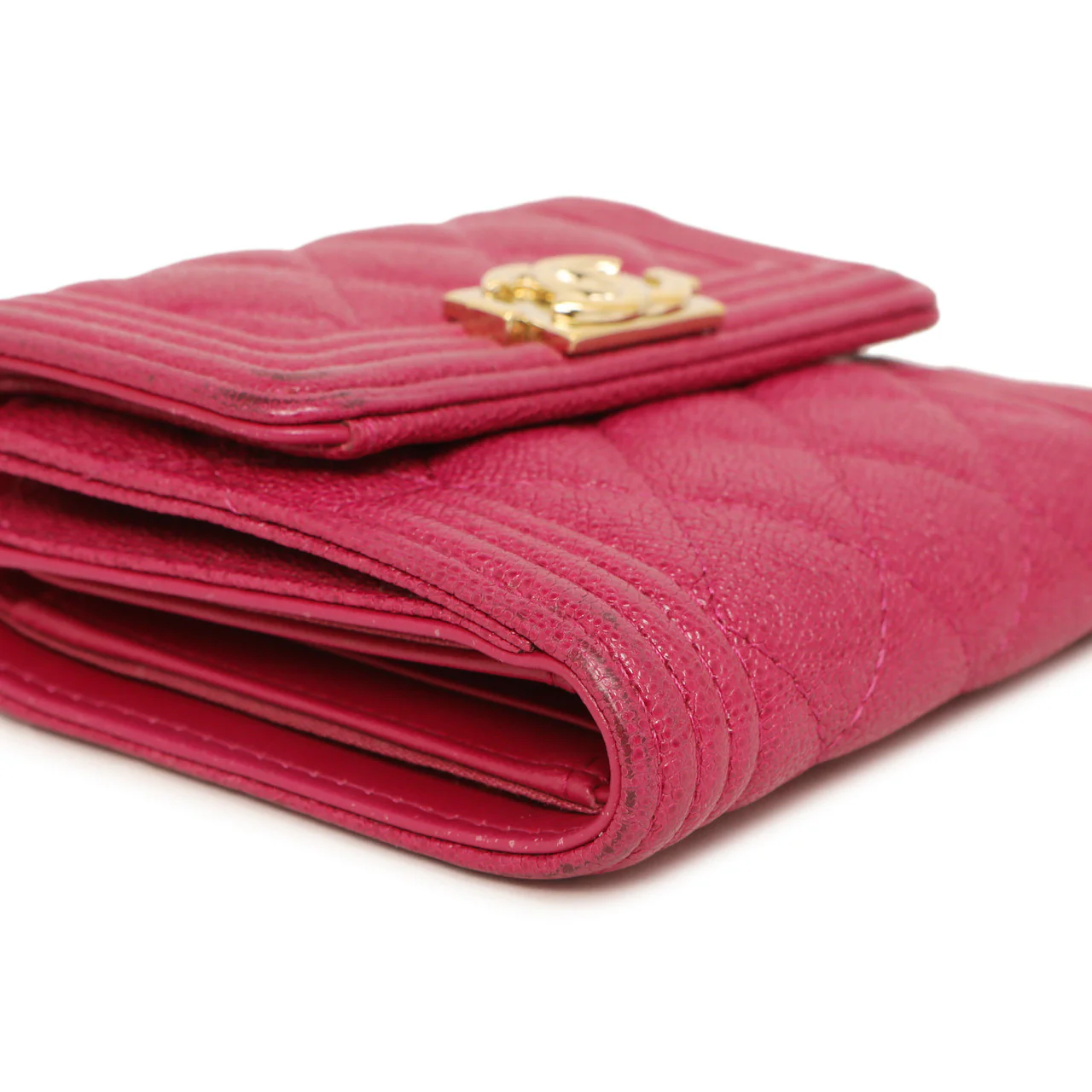 Chanel Fuchsia Quilted Caviar Boy Compact Wallet - Image 6