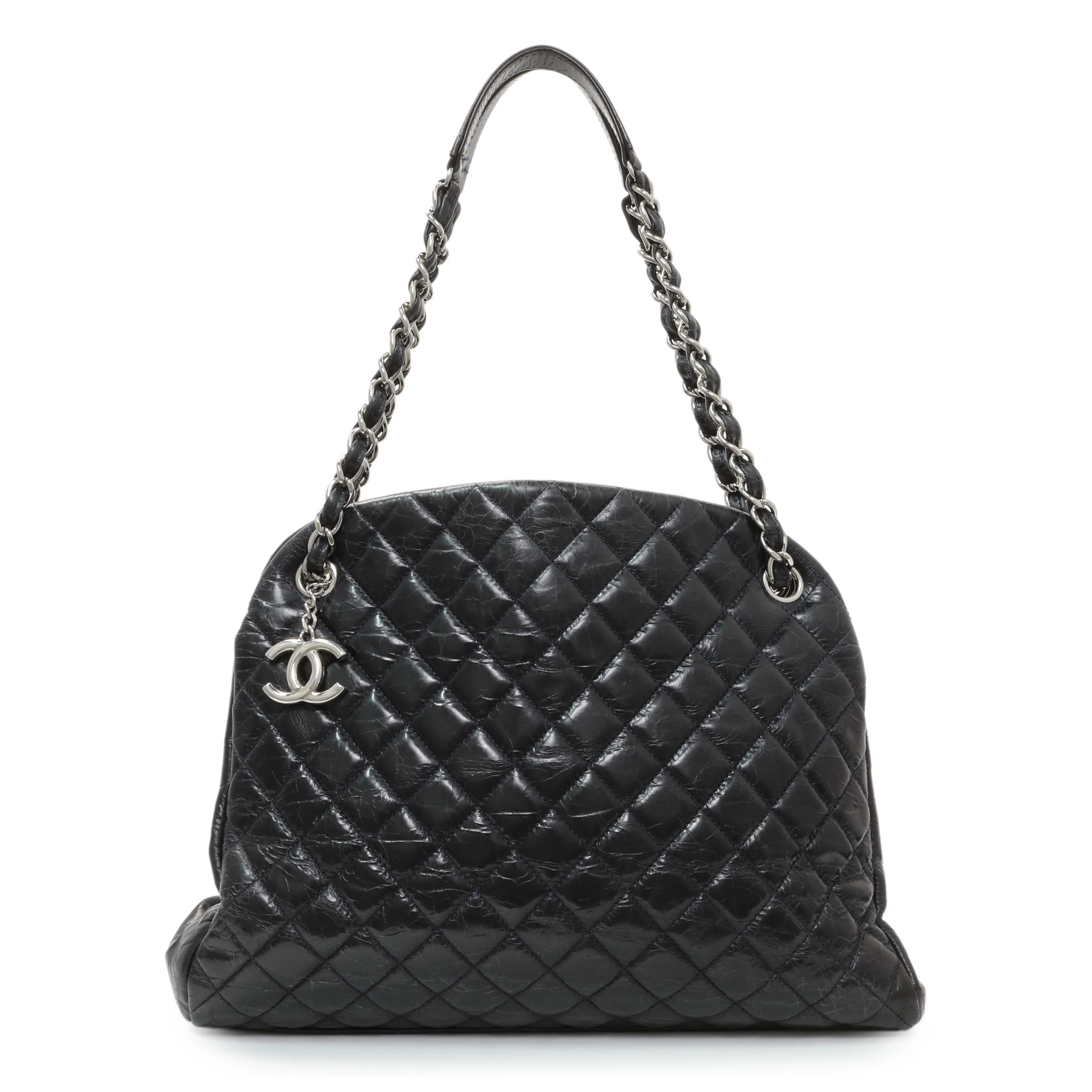 Chanel Glazed Calfskin Quilted Large Mademoiselle Bowling Bag