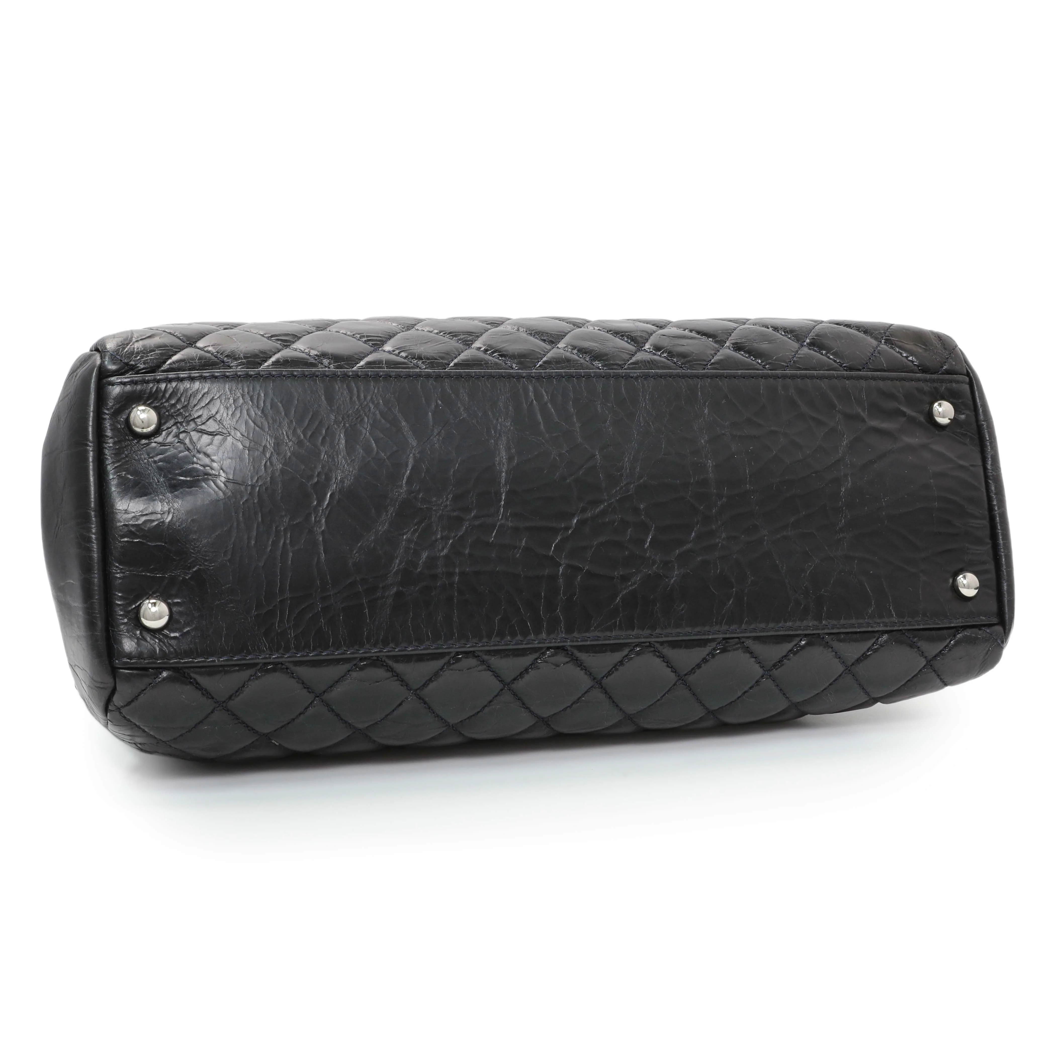 Chanel Glazed Calfskin Quilted Large Mademoiselle Bowling Bag - Image 3