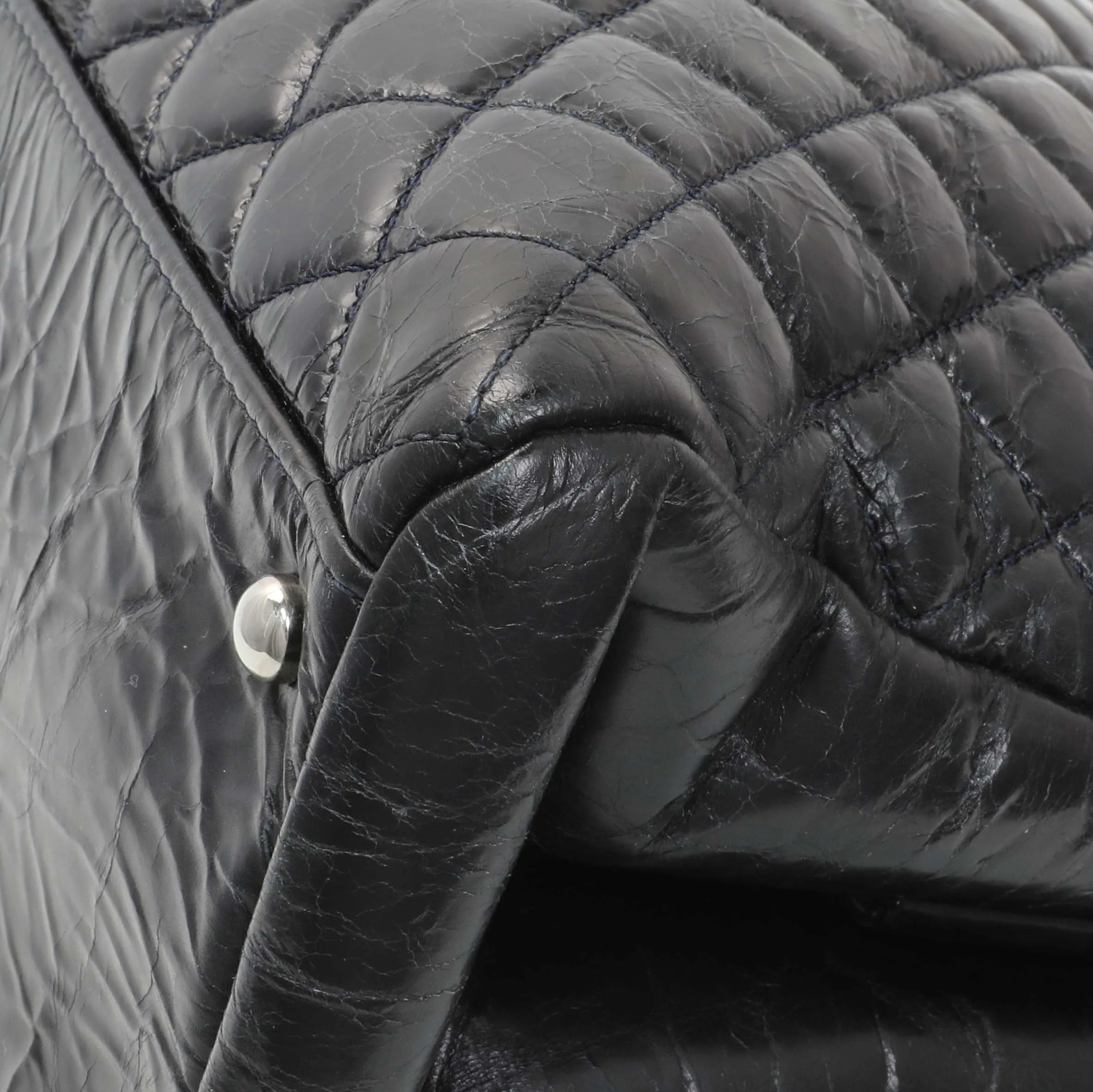 Chanel Glazed Calfskin Quilted Large Mademoiselle Bowling Bag - Image 5