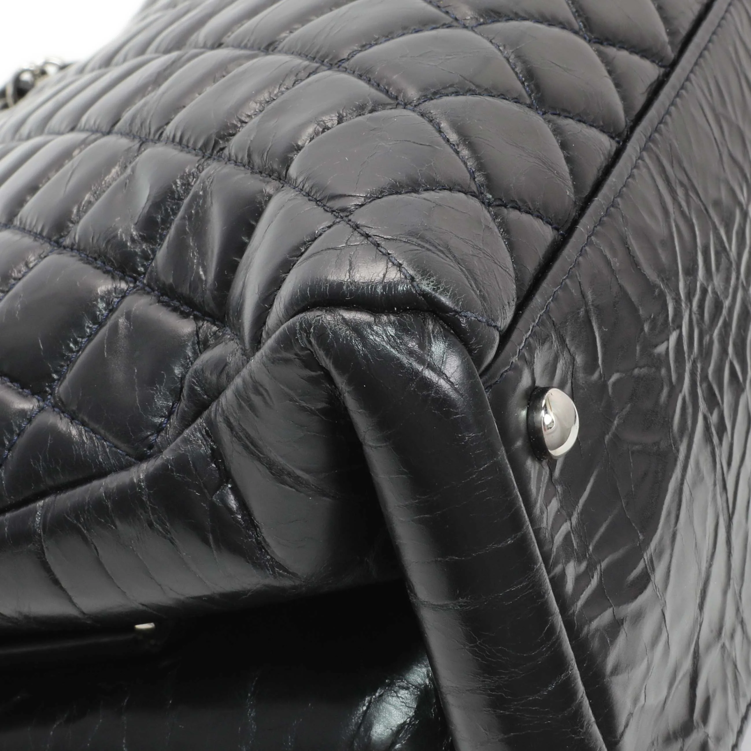 Chanel Glazed Calfskin Quilted Large Mademoiselle Bowling Bag - Image 6