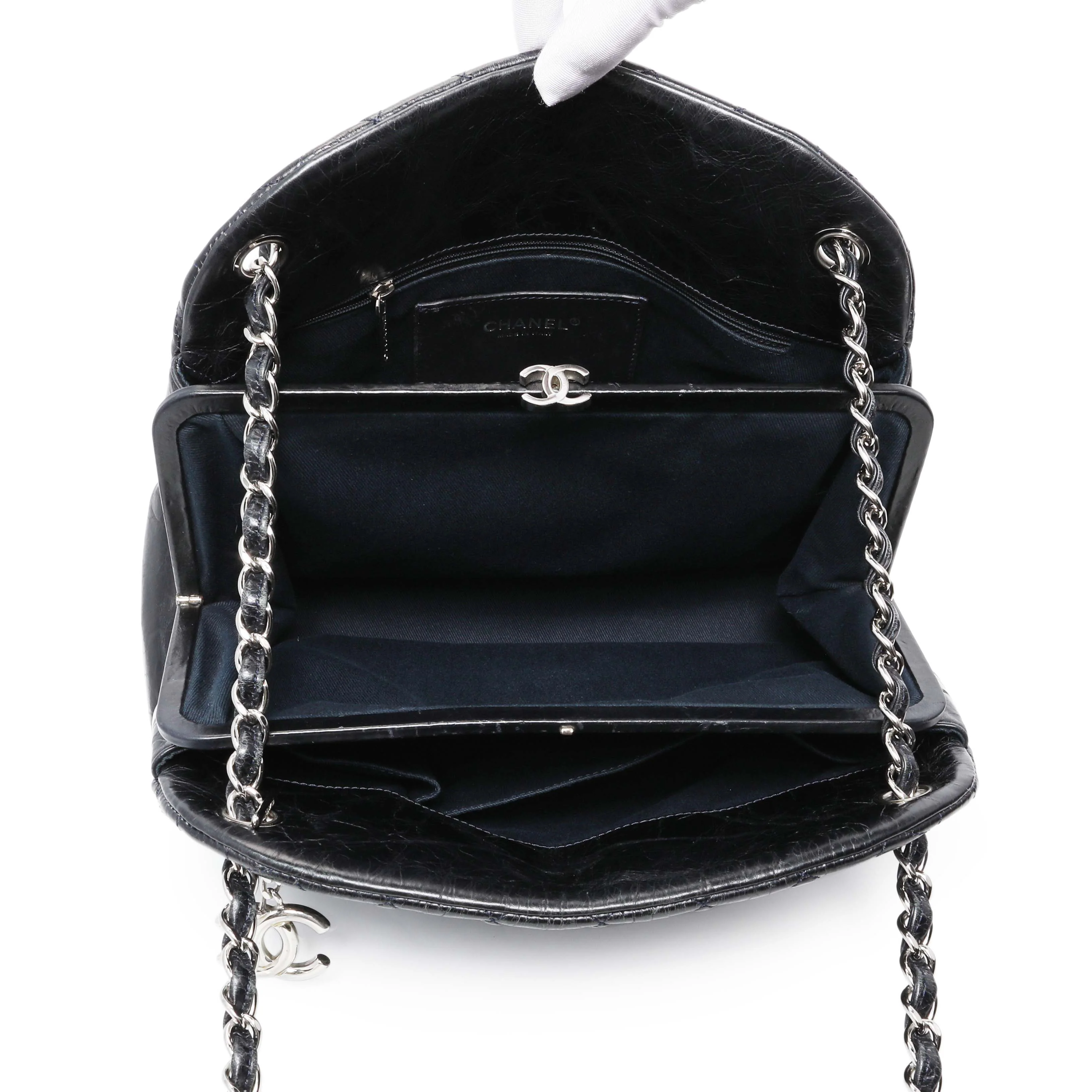 Chanel Glazed Calfskin Quilted Large Mademoiselle Bowling Bag - Image 8