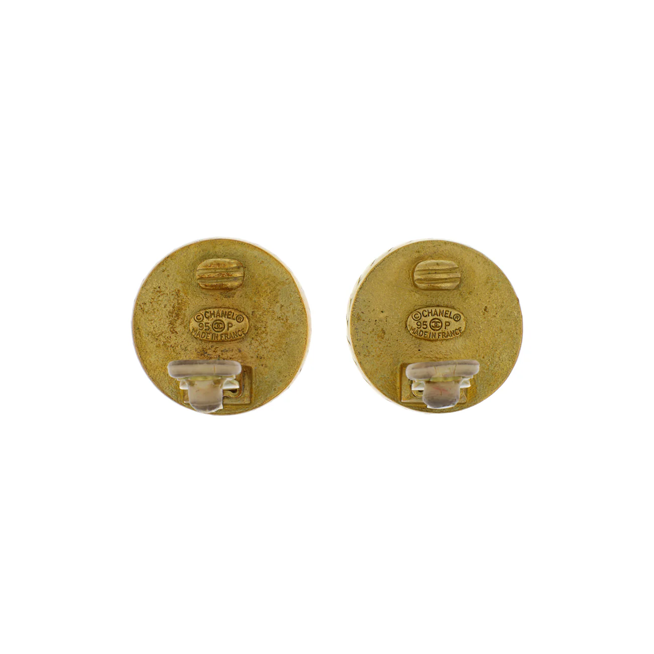 Chanel Gold Black CC Clip On Earrings - Image 2