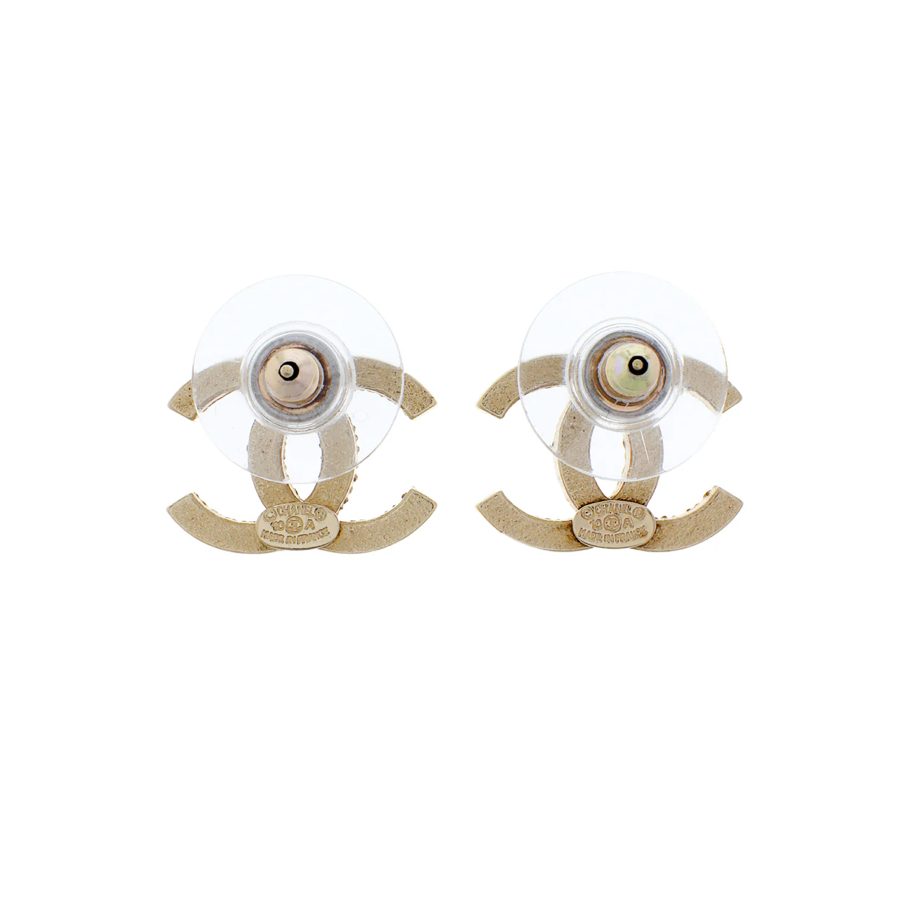 Chanel Gold Crystal CC Earrings - Image 2