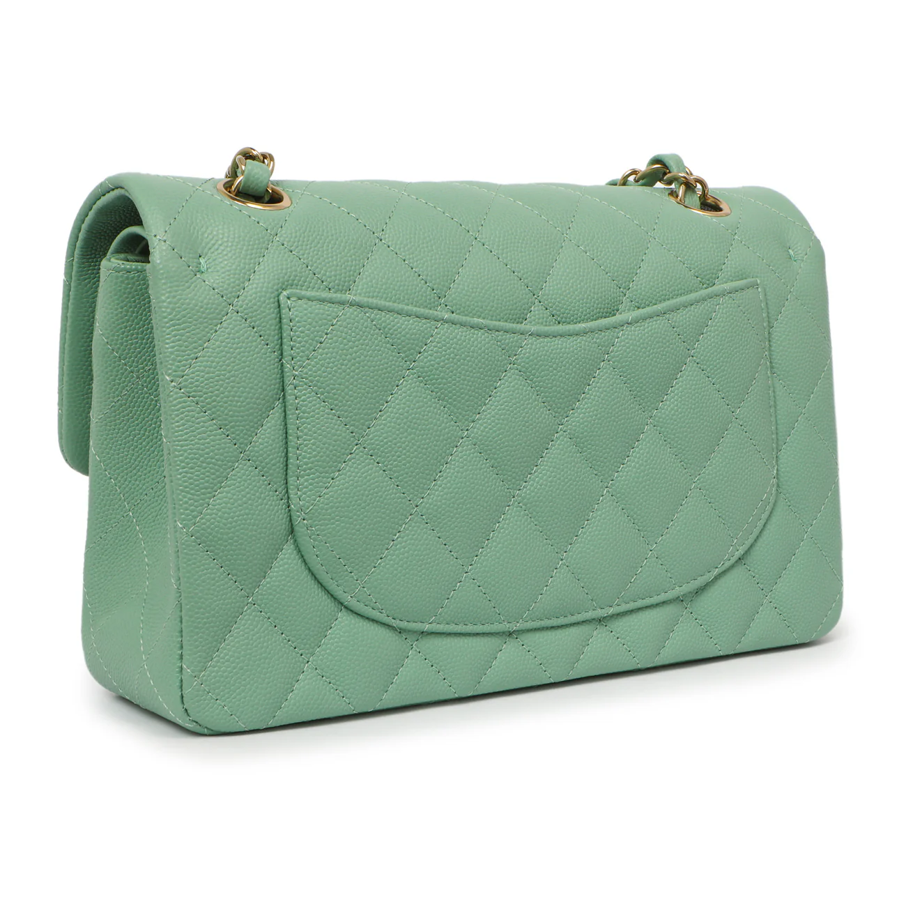 Chanel Green Quilted Caviar Small Classic Double Flap - Image 3