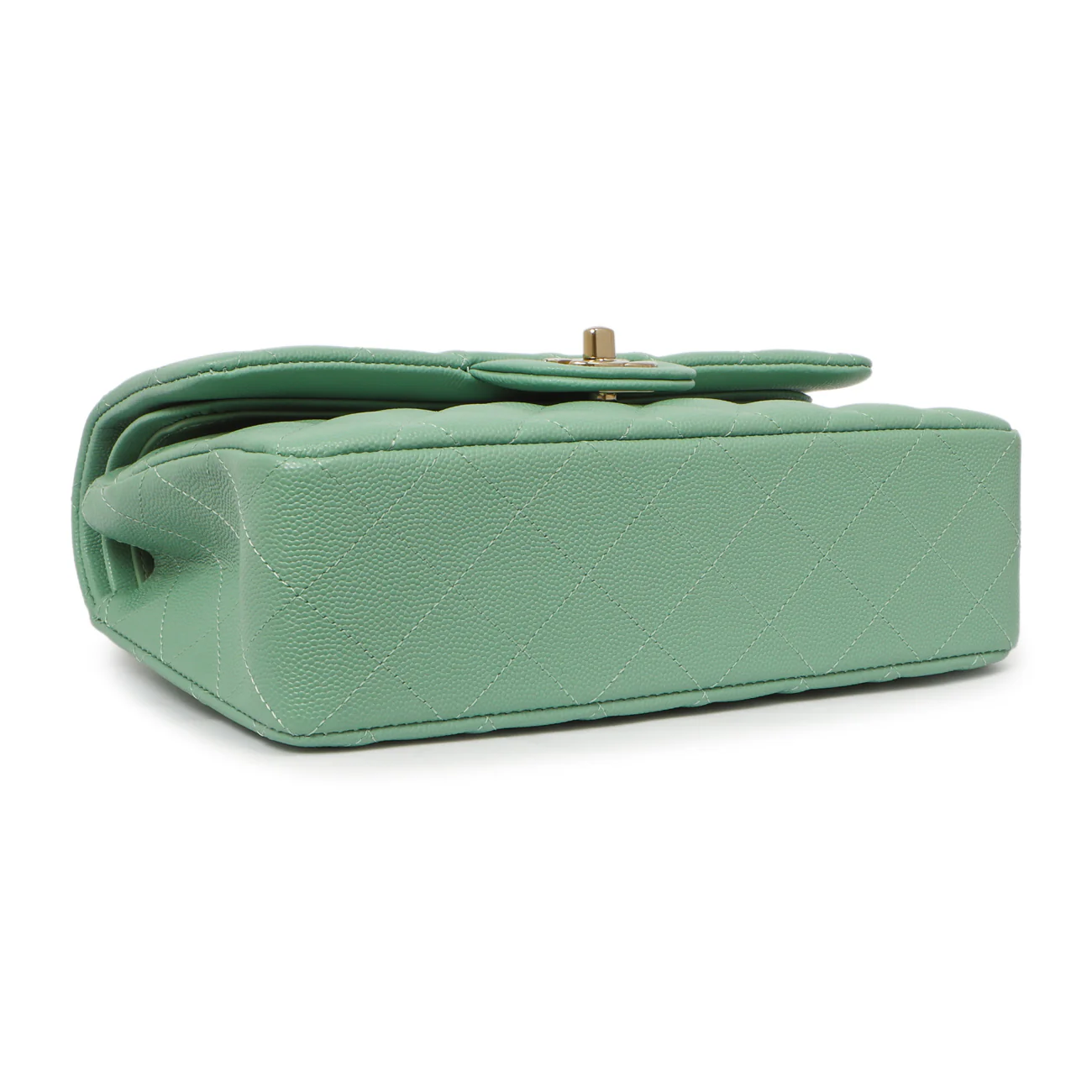 Chanel Green Quilted Caviar Small Classic Double Flap - Image 4