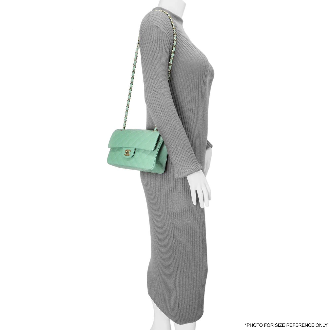 Chanel Green Quilted Caviar Small Classic Double Flap - Image 8