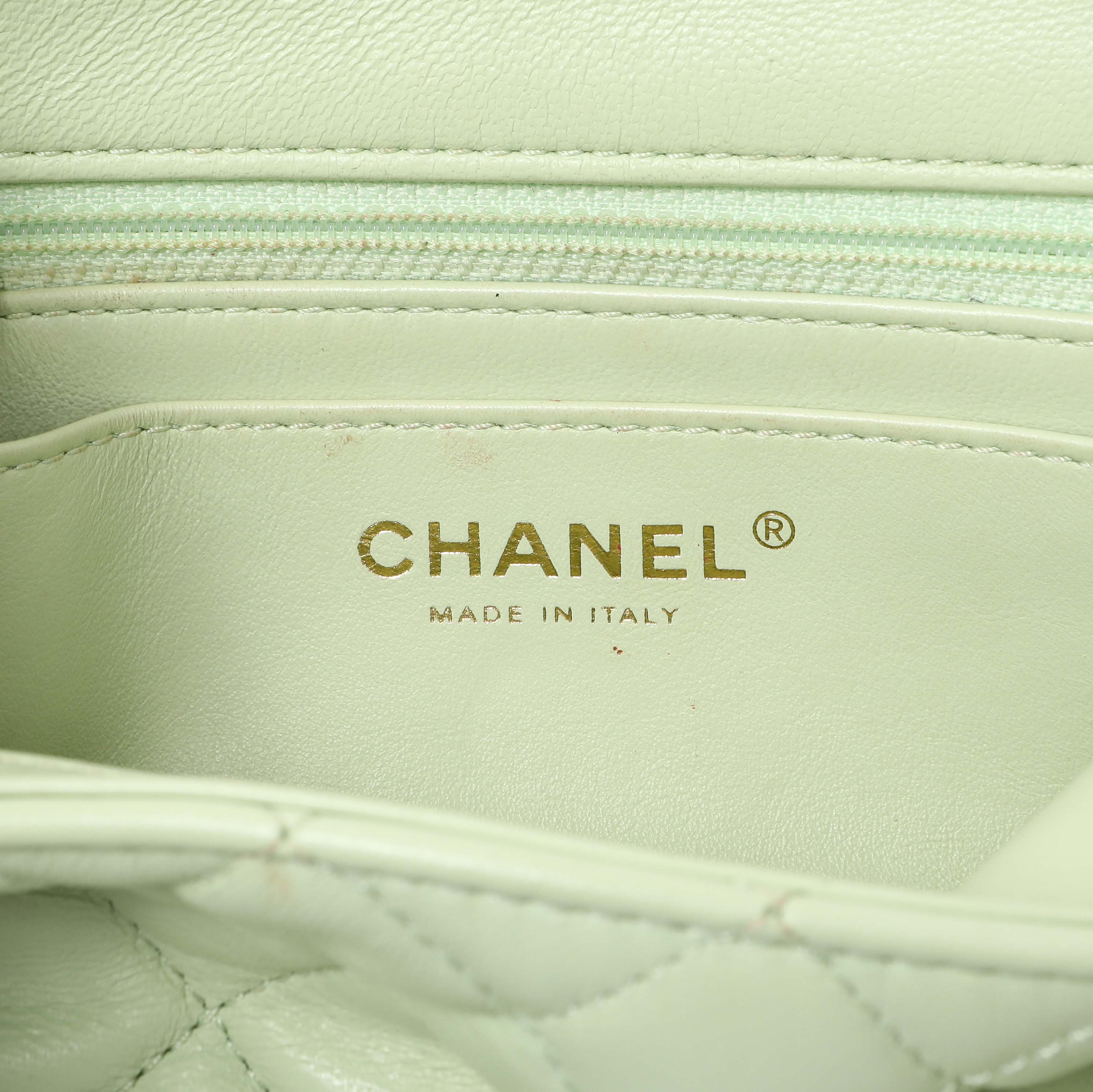 Chanel Green Quilted Lambskin Mini Pearl Crush Rectangular Flap - Image 10