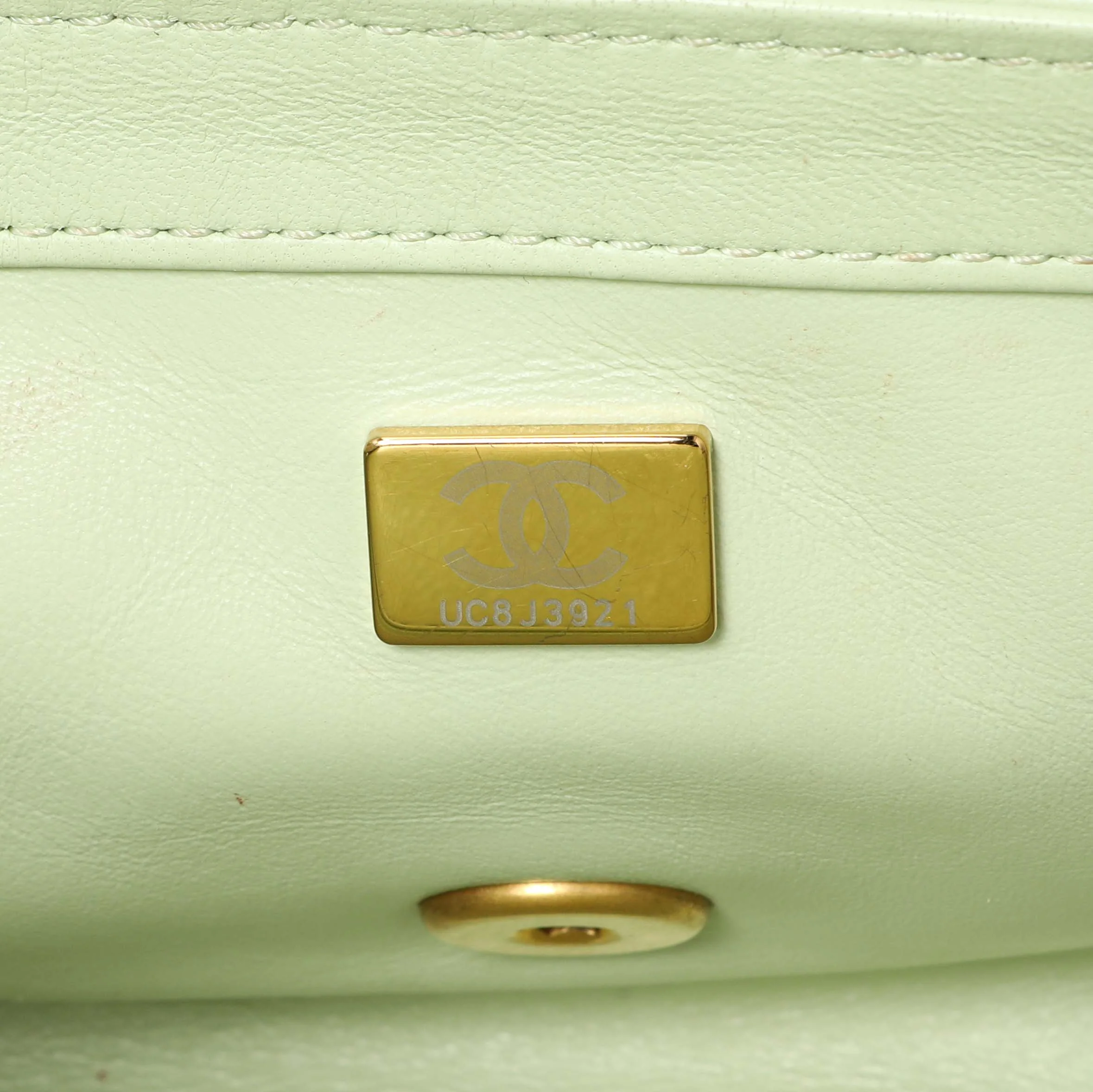 Chanel Green Quilted Lambskin Mini Pearl Crush Rectangular Flap - Image 11