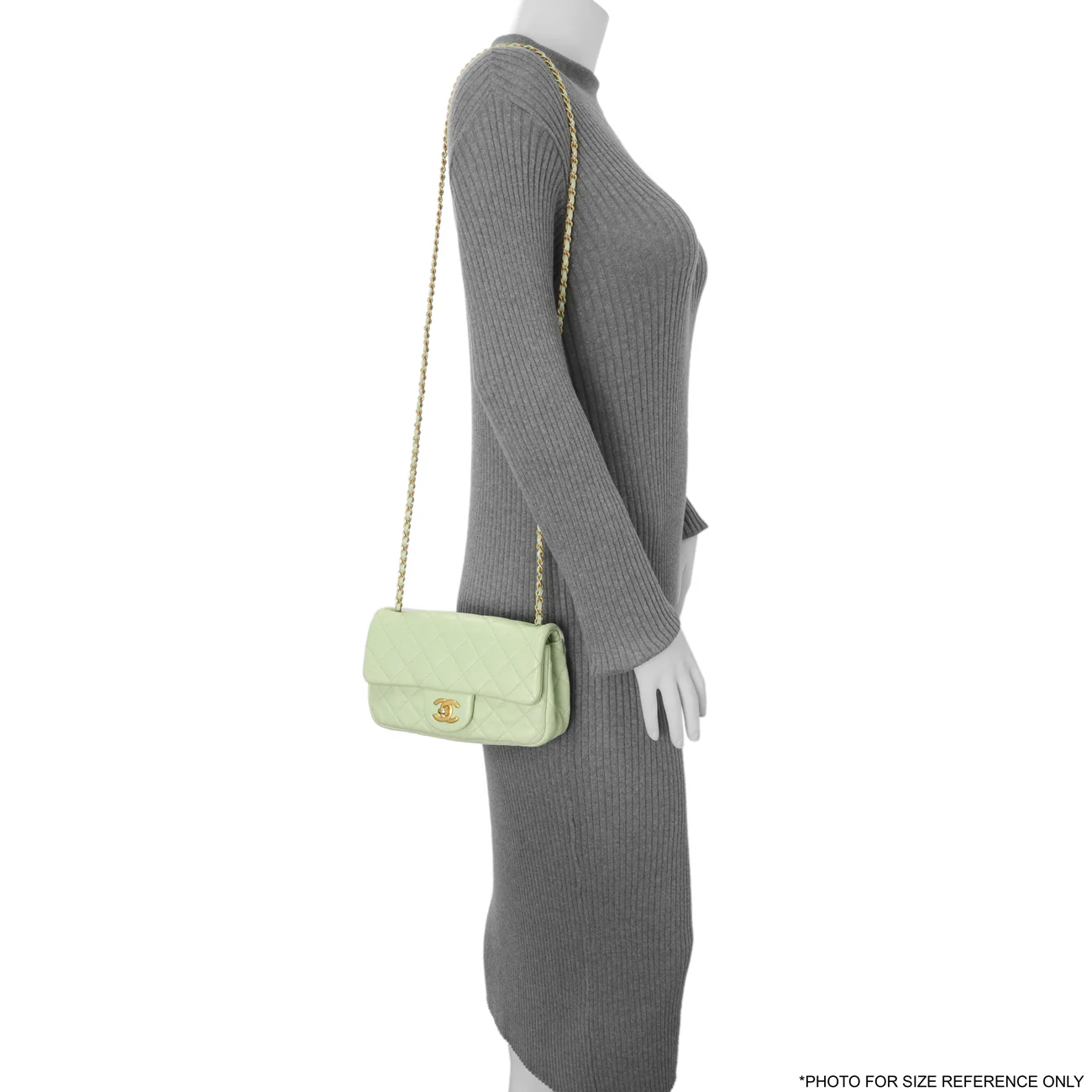 Chanel Green Quilted Lambskin Mini Pearl Crush Rectangular Flap - Image 12