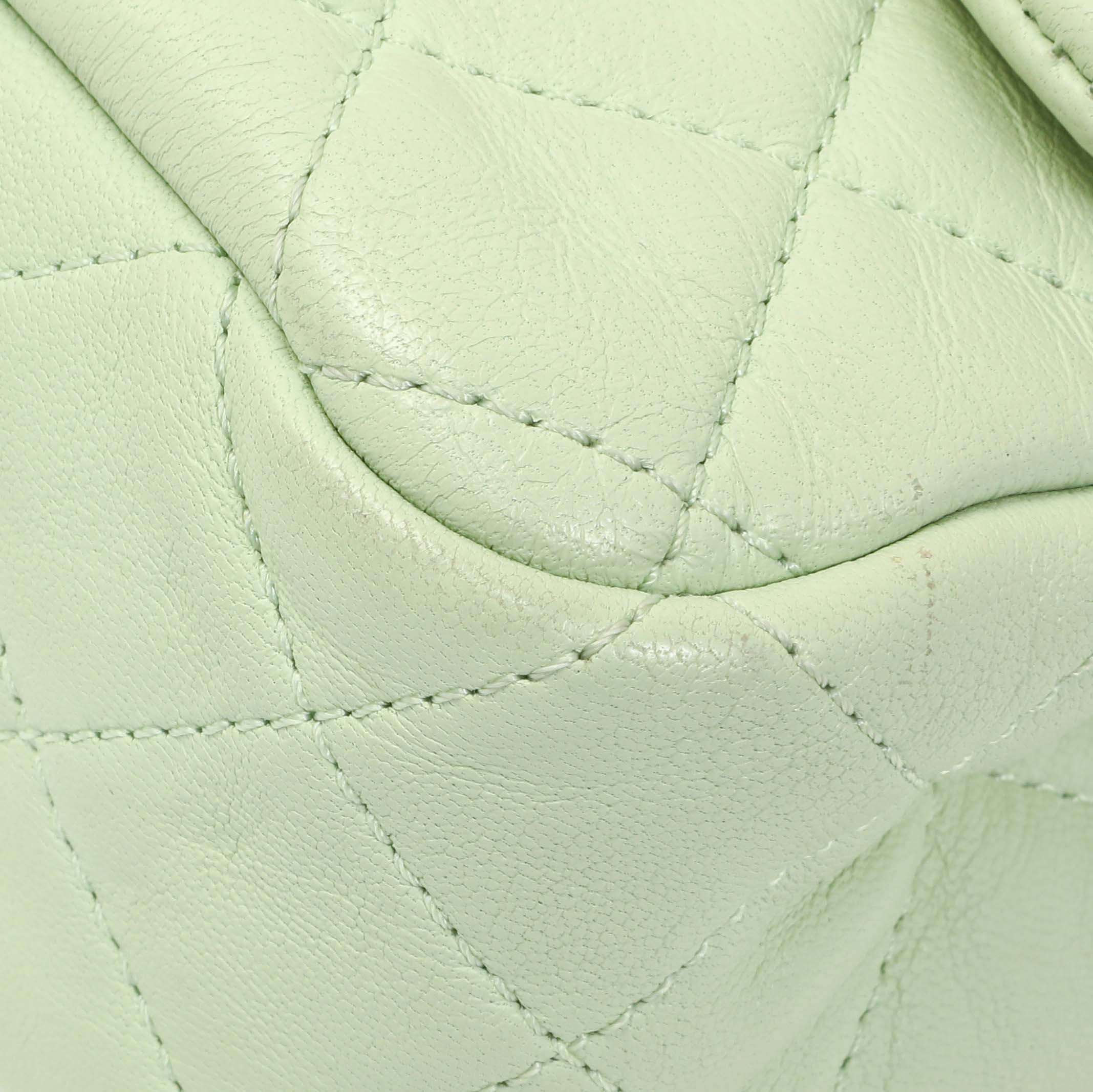 Chanel Green Quilted Lambskin Mini Pearl Crush Rectangular Flap - Image 6