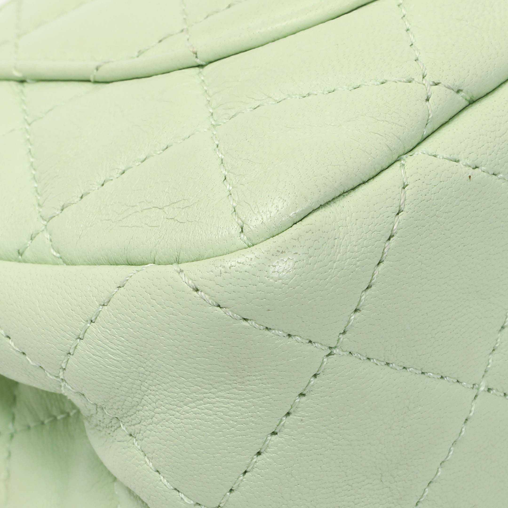 Chanel Green Quilted Lambskin Mini Pearl Crush Rectangular Flap - Image 7