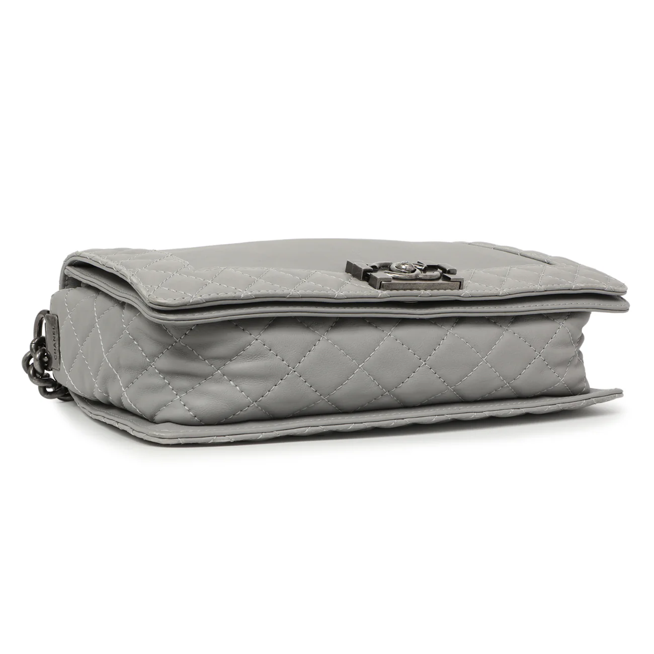 Chanel Grey Calfskin New Medium Boy Reverso Flap - Image 3