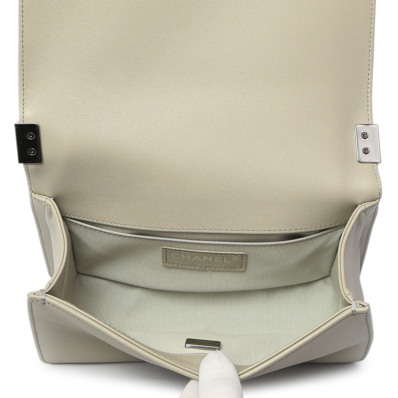 Chanel Grey Chevron Calfskin Small Boy Bag - Image 7