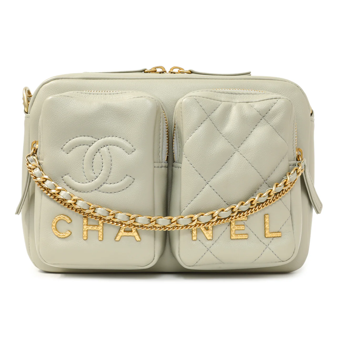 Chanel Grey Quilted Calfskin Small Camera Case - Image 2