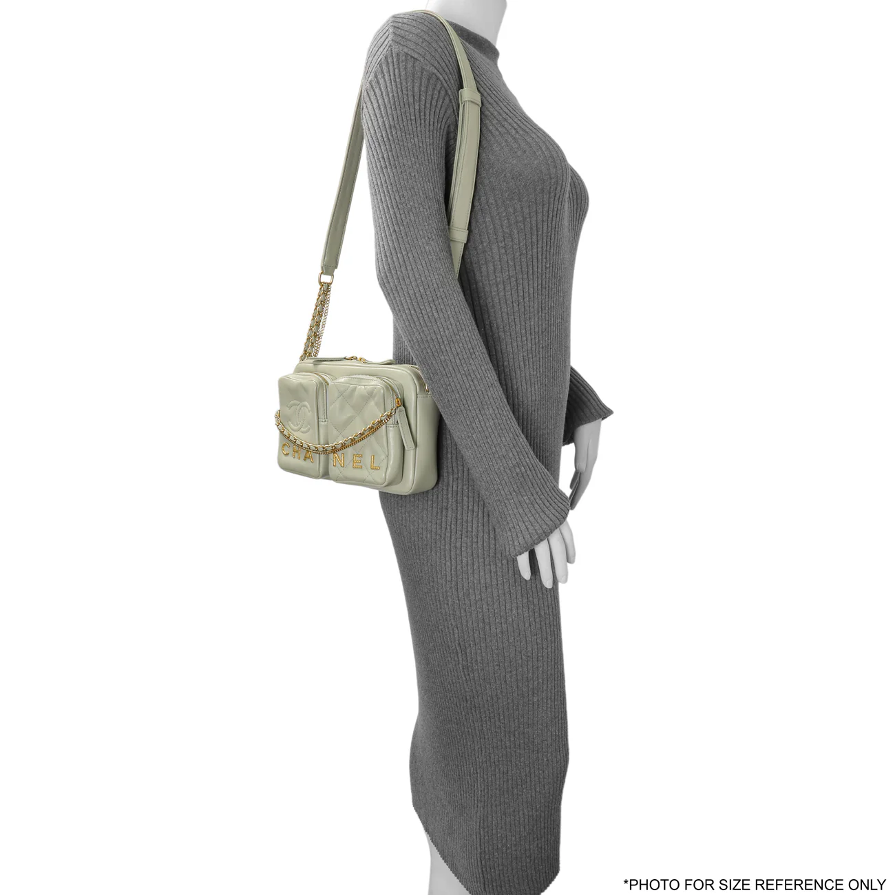 Chanel Grey Quilted Calfskin Small Camera Case - Image 8