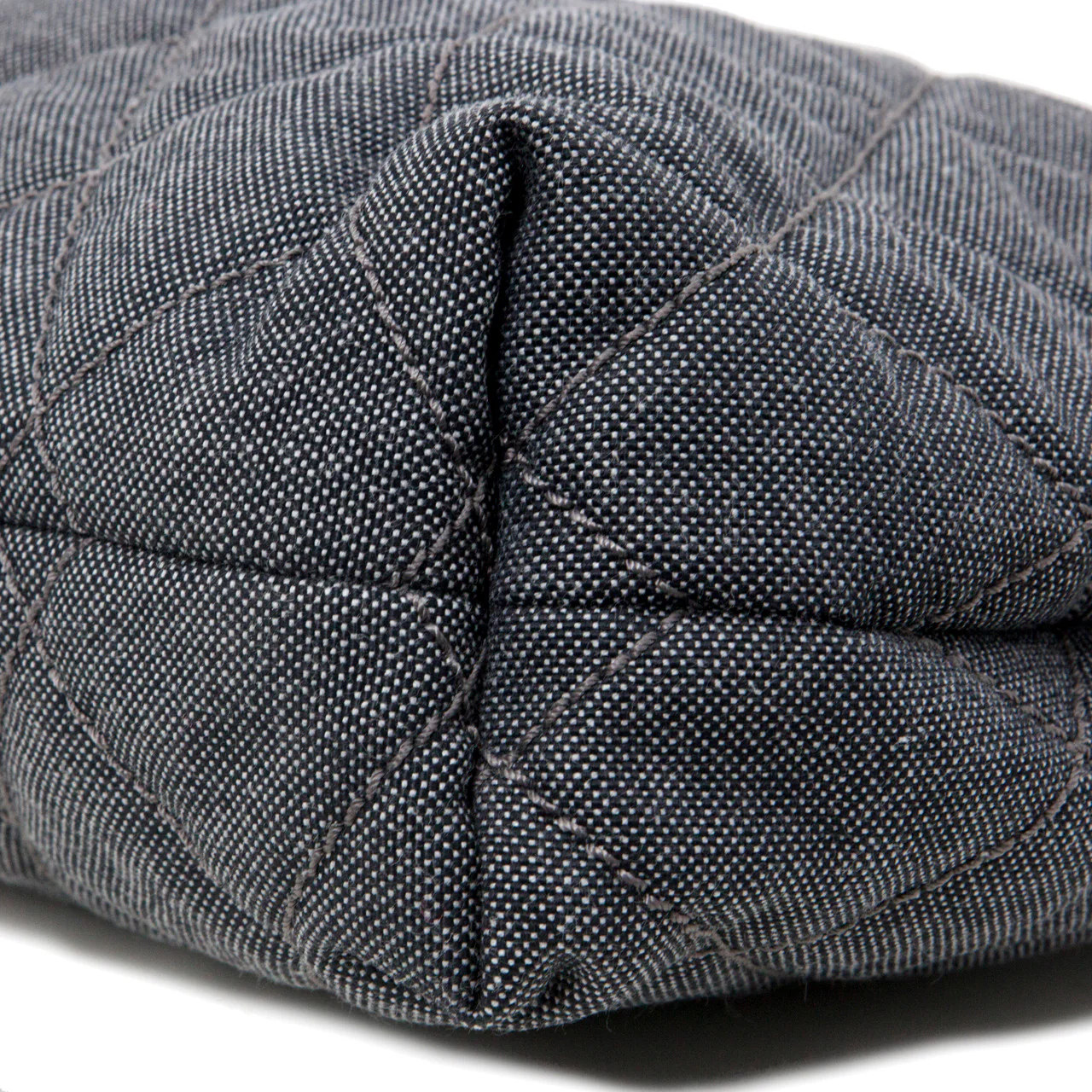 Chanel Grey Quilted Grosgrain Denim Drawstring Tote - Image 10