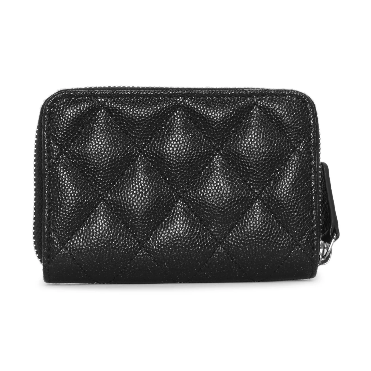 Chanel Iridescent Black Quilted Caviar Zip Around Coin Purse - Image 2
