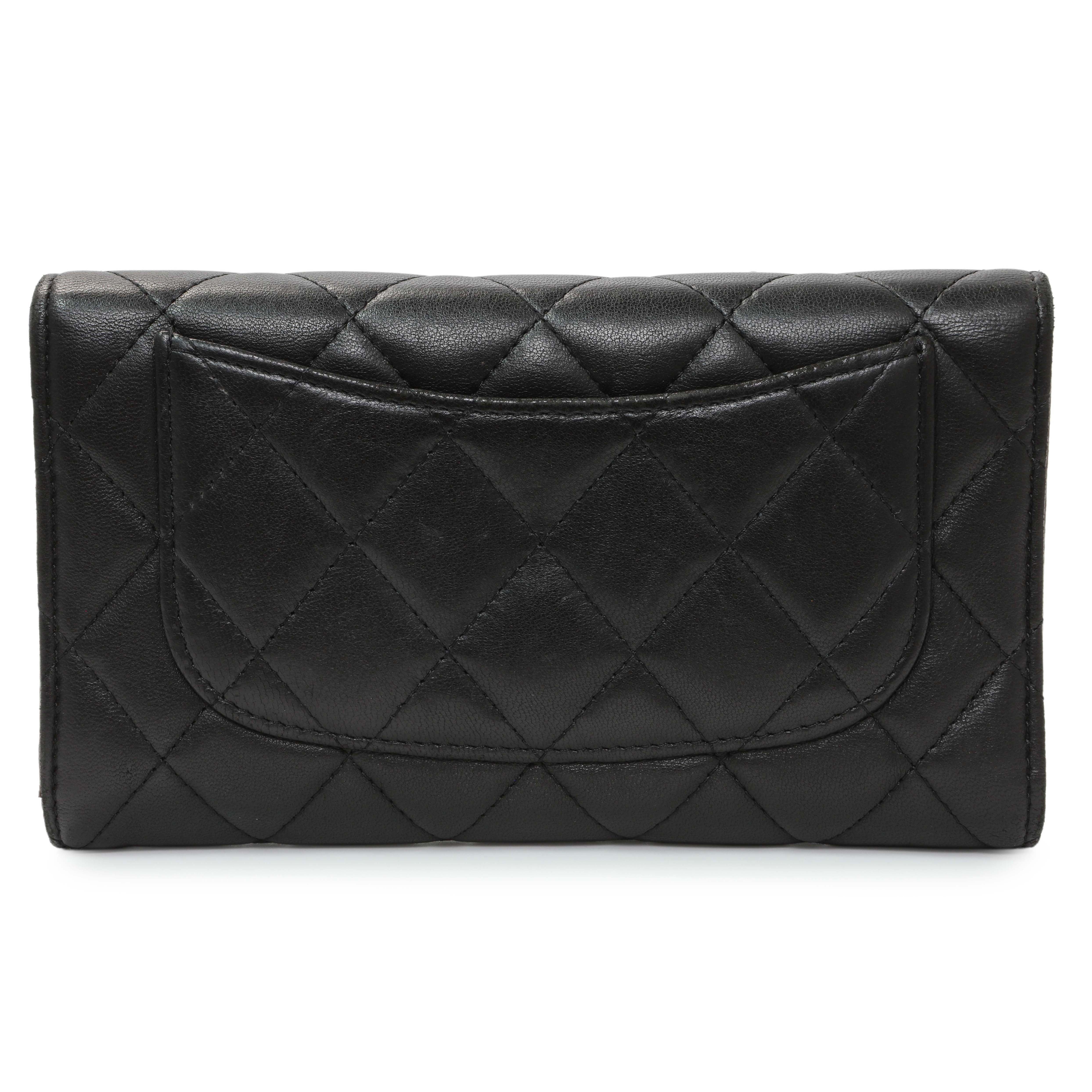 Chanel Lambskin Quilted Large Flap Wallet Black - Image 2