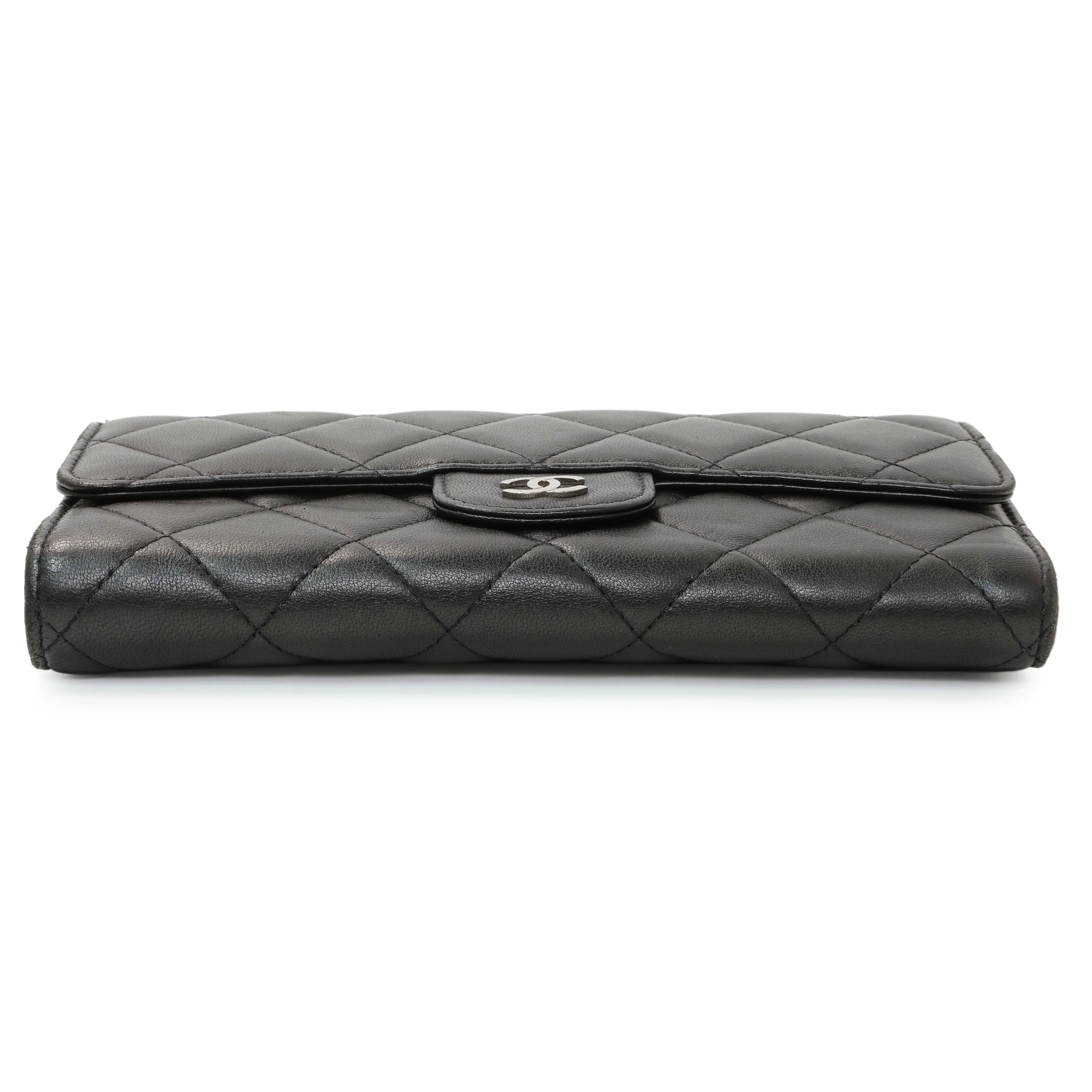 Chanel Lambskin Quilted Large Flap Wallet Black - Image 3
