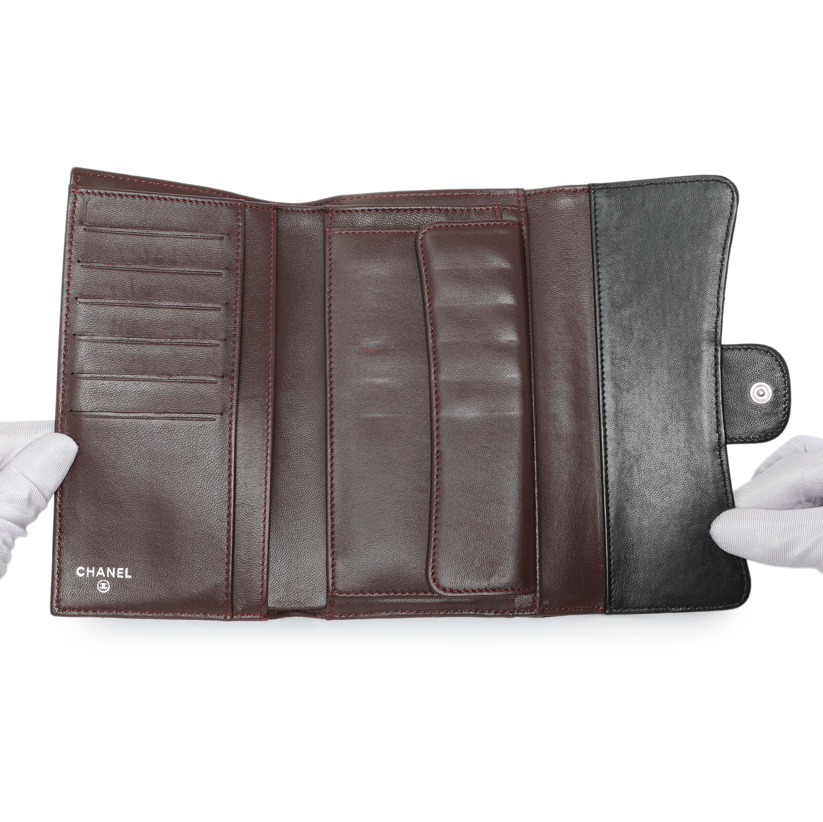 Chanel Lambskin Quilted Large Flap Wallet Black - Image 8