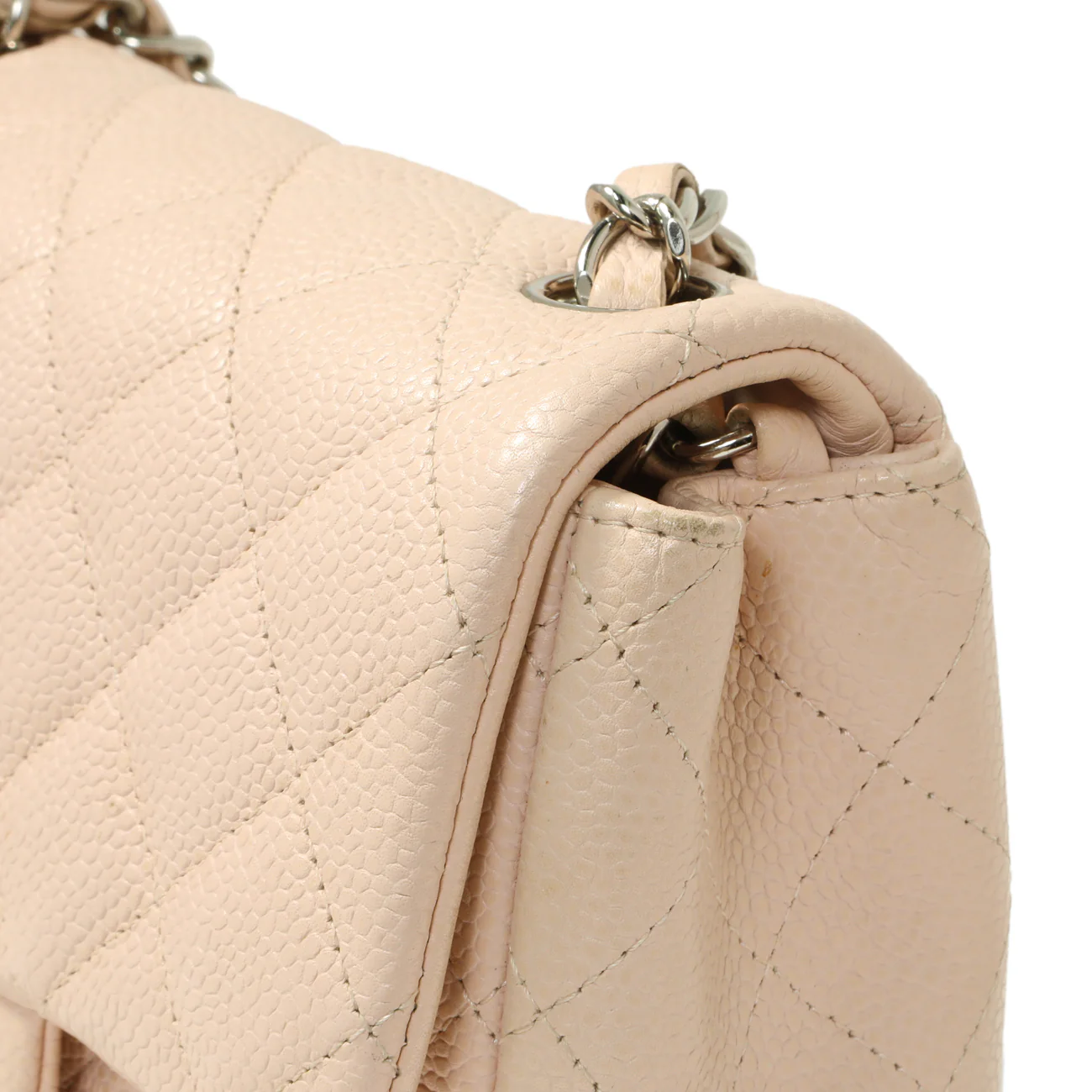 Chanel Light Pink Quilted Caviar Mini Square Flap - Image 12
