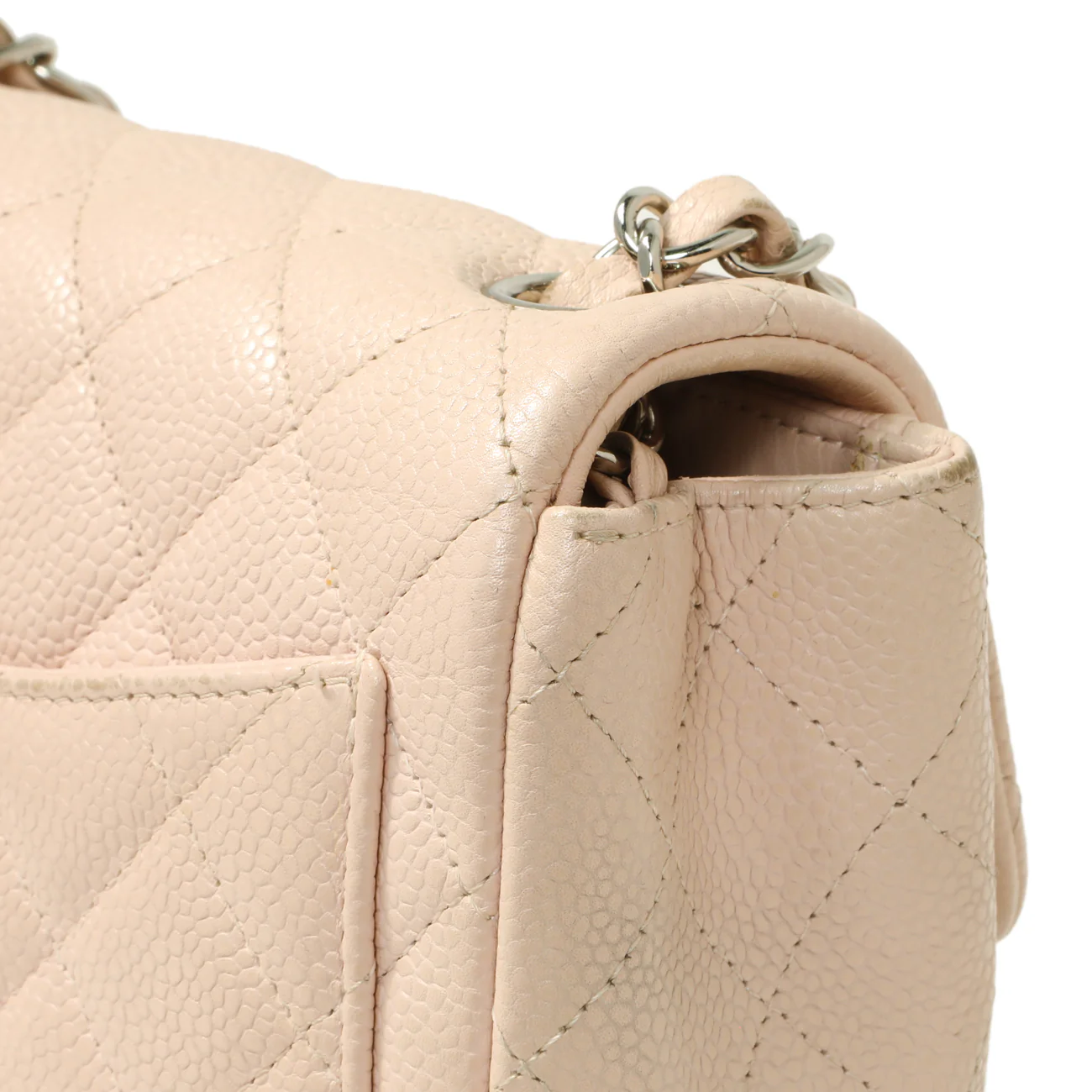 Chanel Light Pink Quilted Caviar Mini Square Flap - Image 14