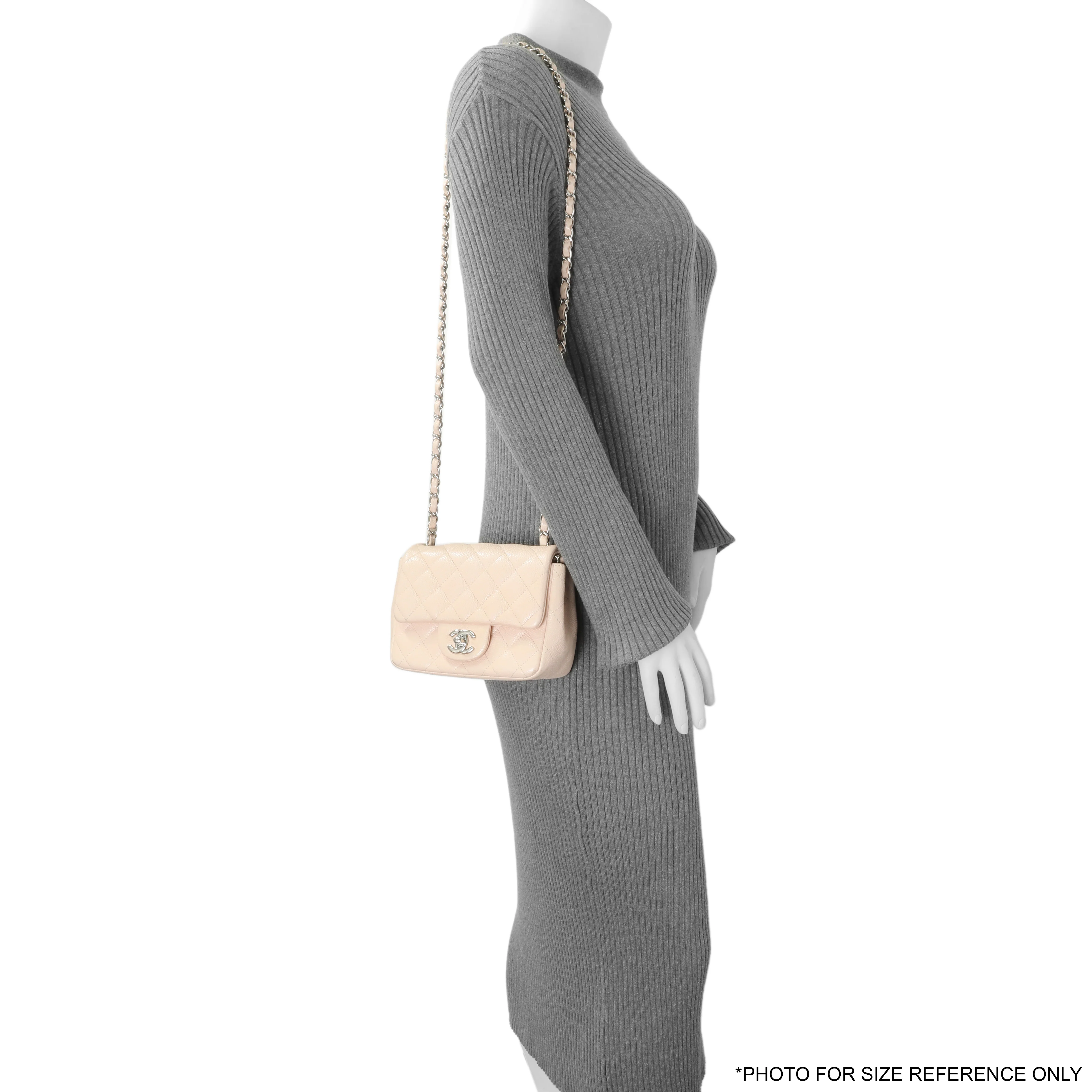 Chanel Light Pink Quilted Caviar Mini Square Flap - Image 15