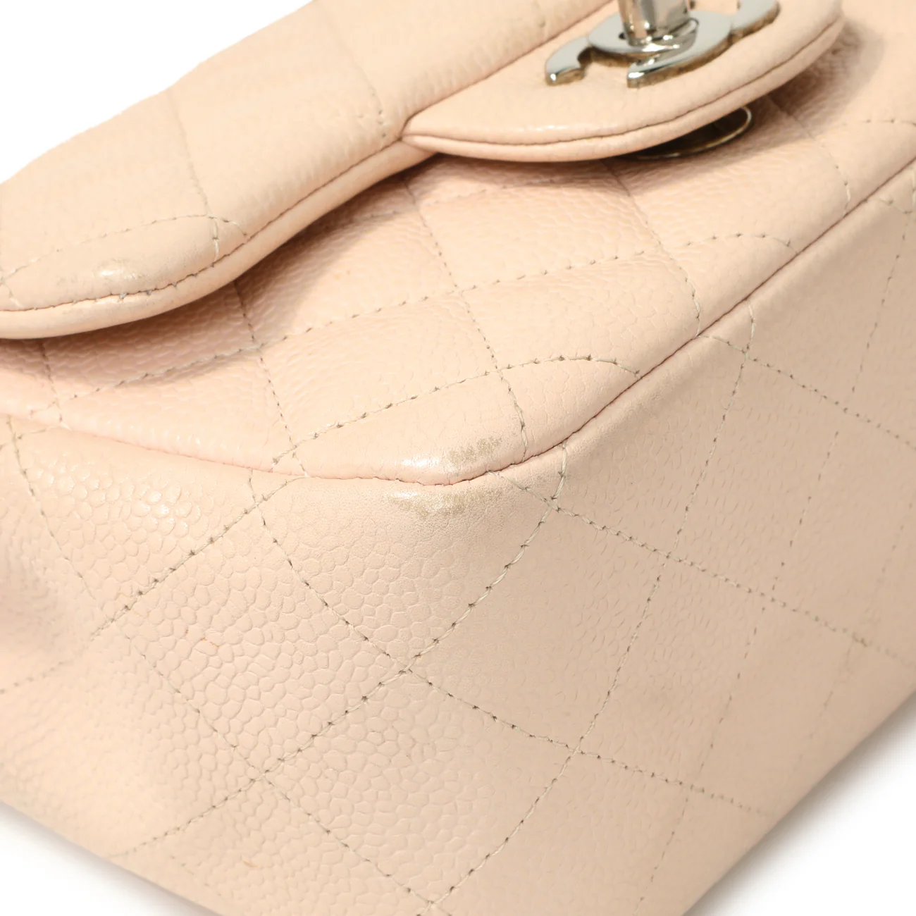 Chanel Light Pink Quilted Caviar Mini Square Flap - Image 4