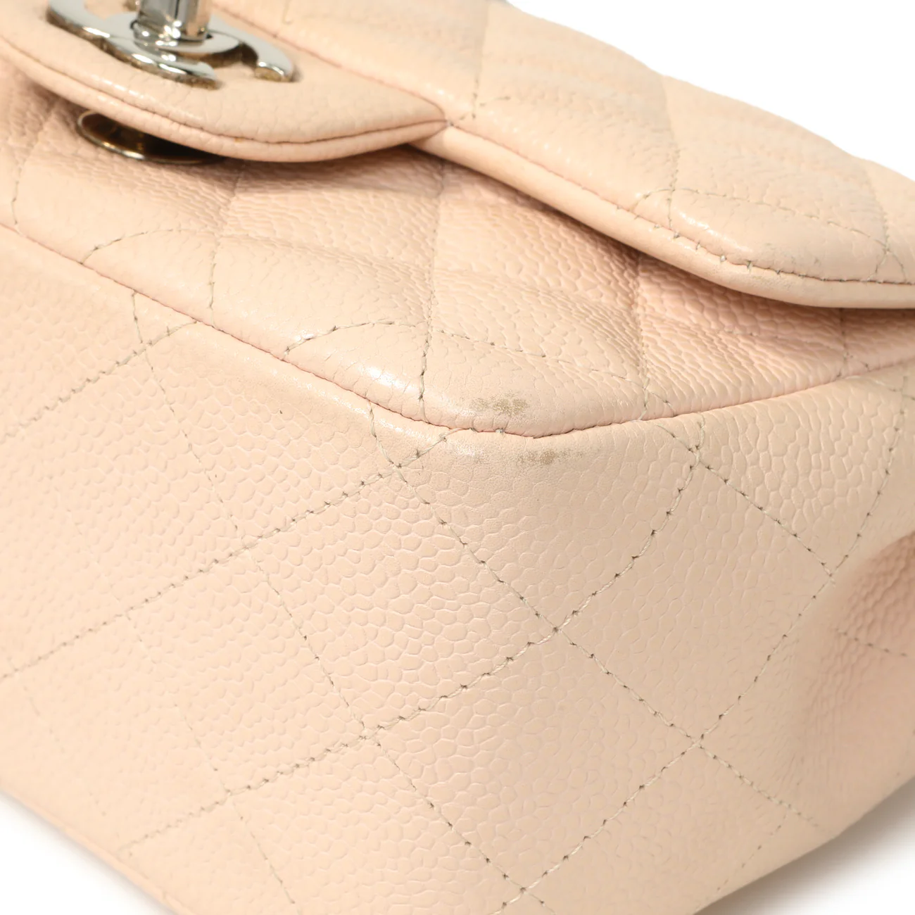 Chanel Light Pink Quilted Caviar Mini Square Flap - Image 5