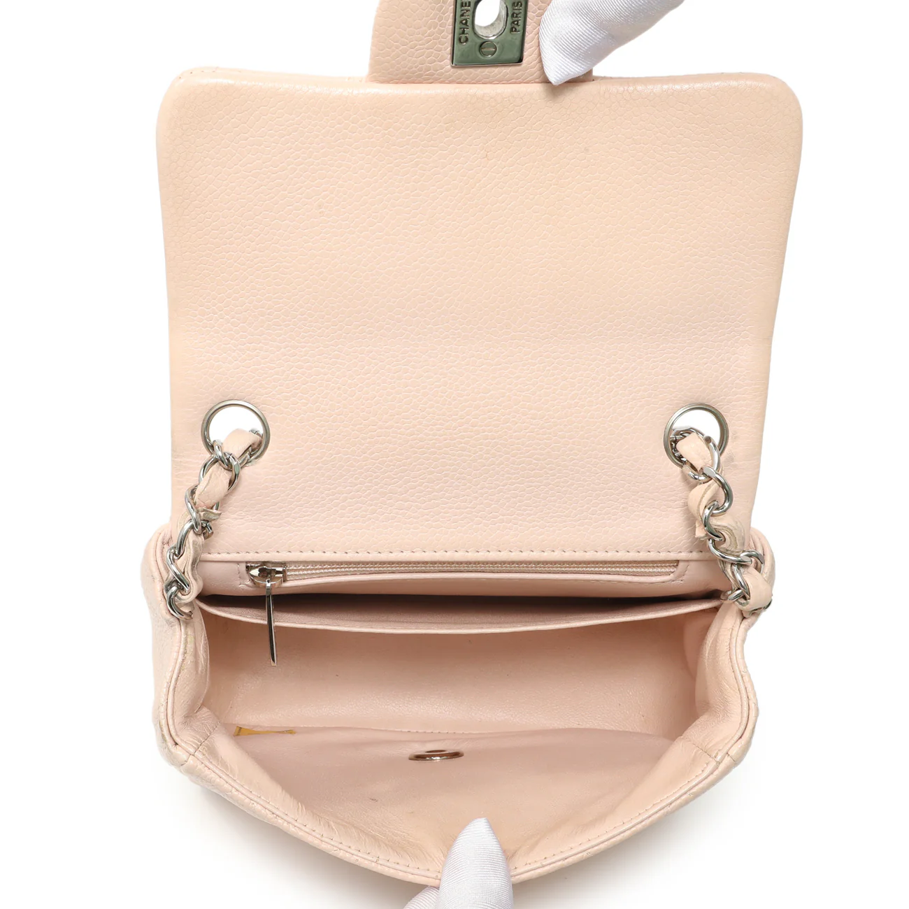 Chanel Light Pink Quilted Caviar Mini Square Flap - Image 8