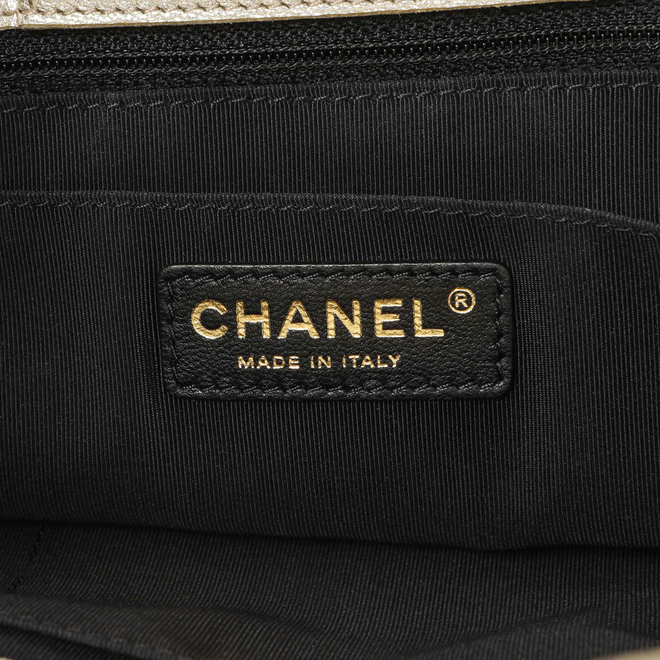 Chanel Metallic Gold Black Goatskin Boy Shopping Tote - Image 9