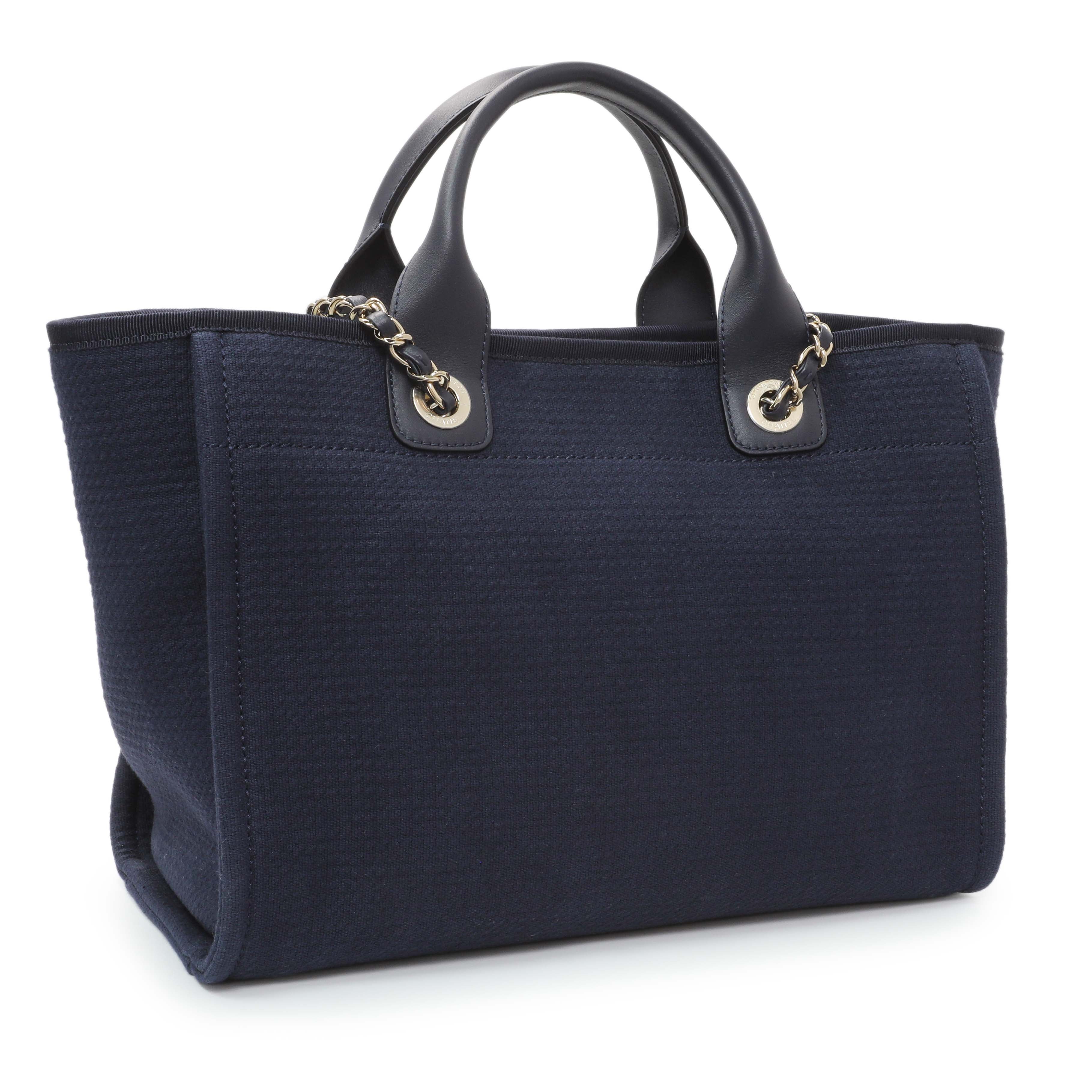 Chanel Navy Mixed Fibers Small Deauville Tote - Image 2